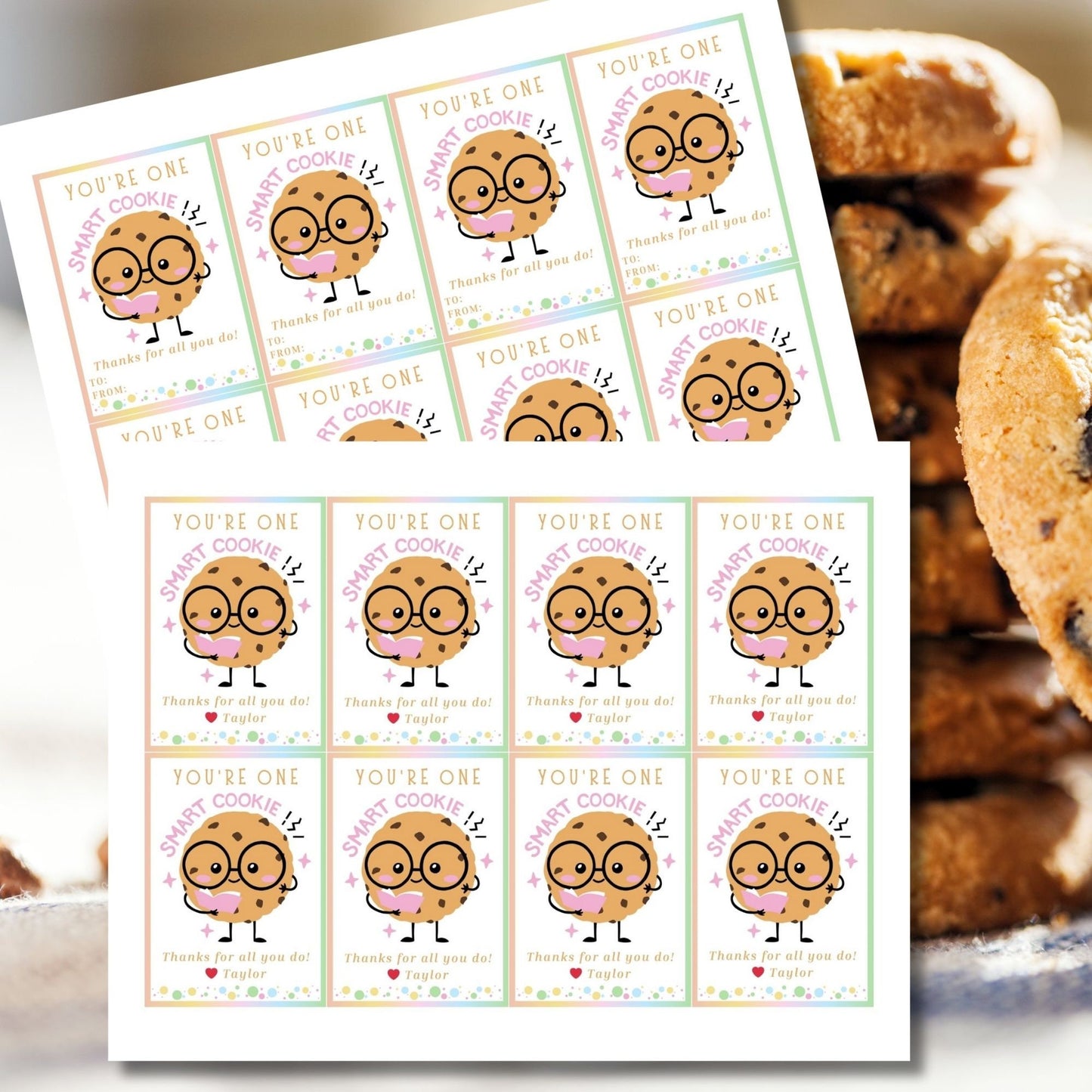 Cookie Teacher Appreciation Gift Tag | One Smart Cookie | Staff Educator Teacher Thank You Gift | Staff Teacher Appreciation Week