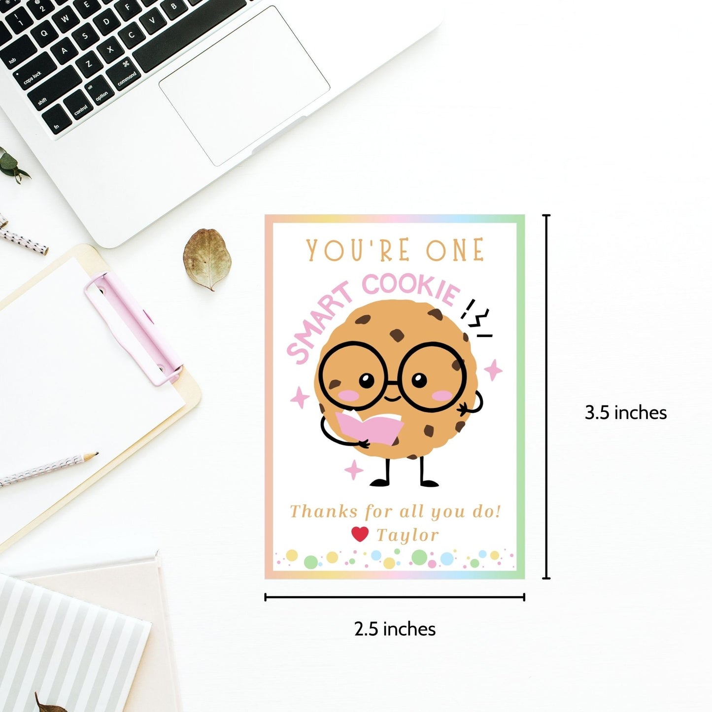 Cookie Teacher Appreciation Gift Tag | One Smart Cookie | Staff Educator Teacher Thank You Gift | Staff Teacher Appreciation Week