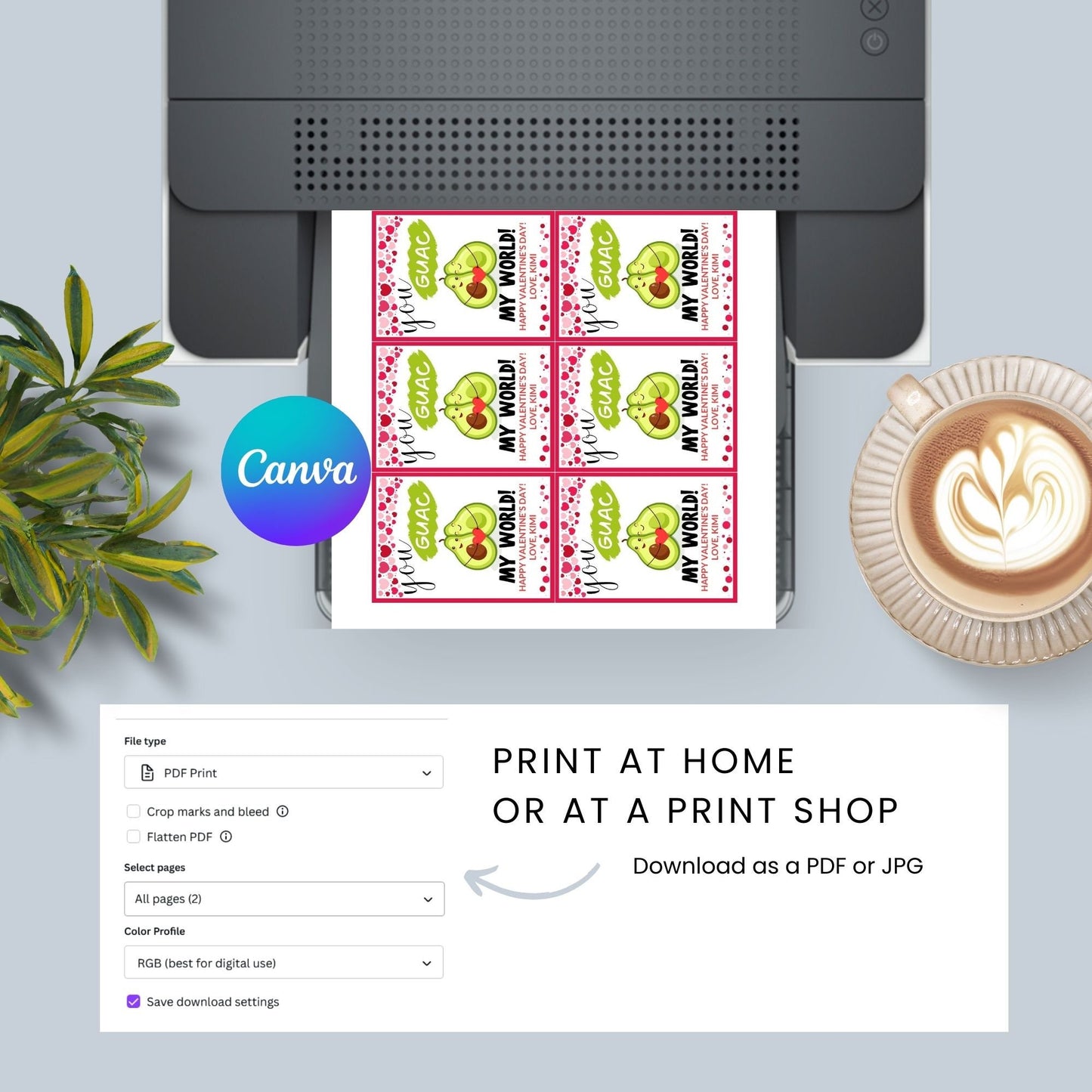 You Guac My World Valentine Printable Editable Card Tag | Cinco De Mayo Food Pun Tag | Avocado Sticker | Avocado Card | Funny Card