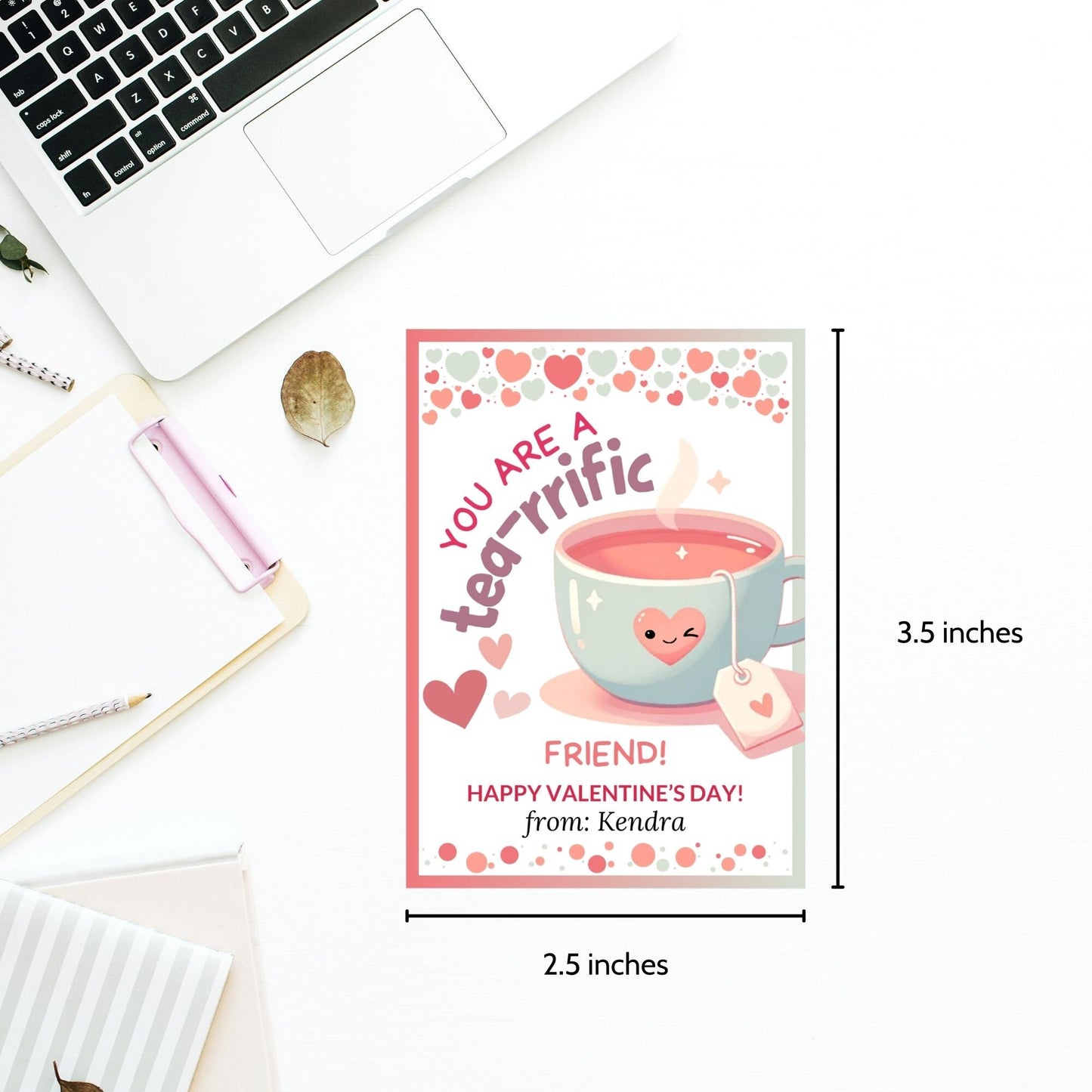 Tea Valentine Printable Card Tag | Kawaii Cute Romantic Gift | Tea Card | Cute Tea | Tea Valentine | Food Pun