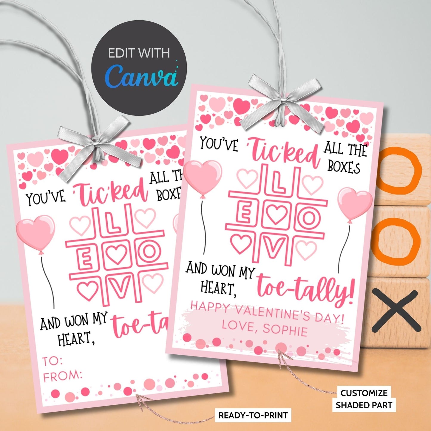 Tic Tac Toe Valentine Gift Tag | Tic Tac Toe Valentines Day | Tic Tac Toe Printable Tag | School Valentines | Tic Tac Toe Valentine