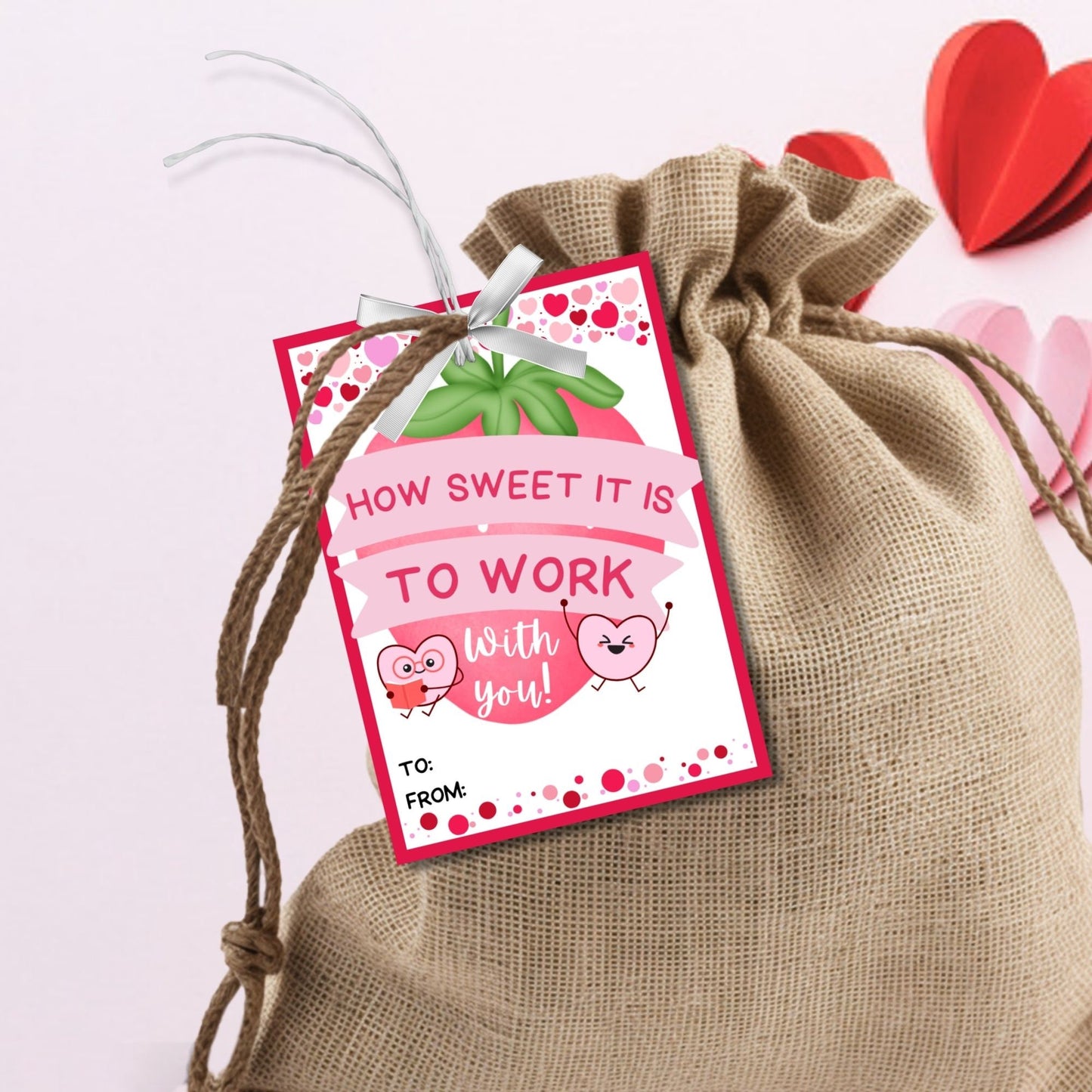 How Sweet It is To Work With You Valentine Gift Tag | Coworker Client Staff | Strawberry Dipped Thank You | Berry Valentine