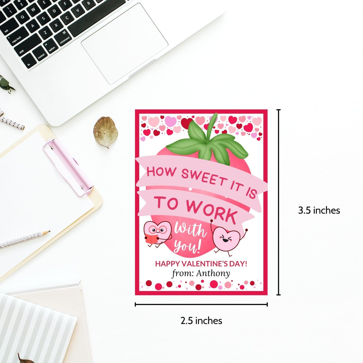 How Sweet It is To Work With You Valentine Gift Tag | Coworker Client Staff | Strawberry Dipped Thank You | Berry Valentine