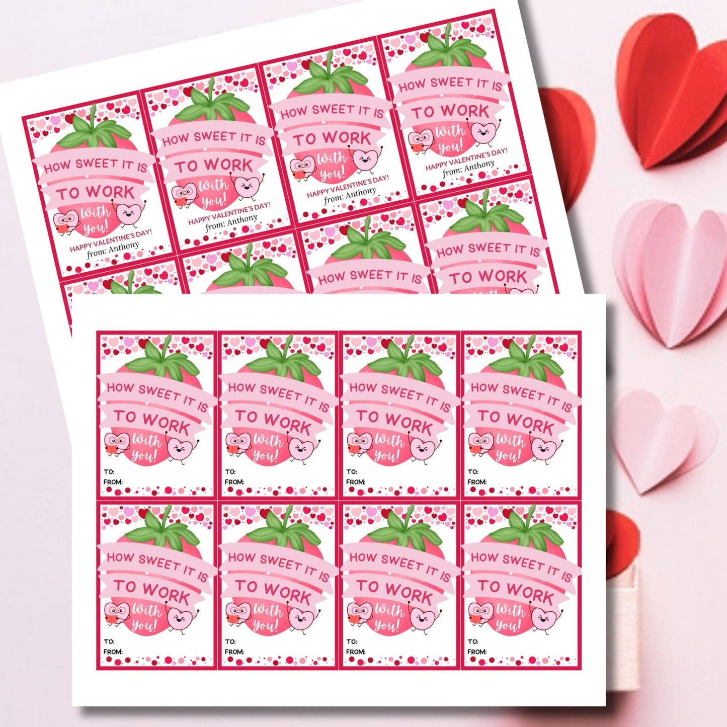 How Sweet It is To Work With You Valentine Gift Tag | Coworker Client Staff | Strawberry Dipped Thank You | Berry Valentine