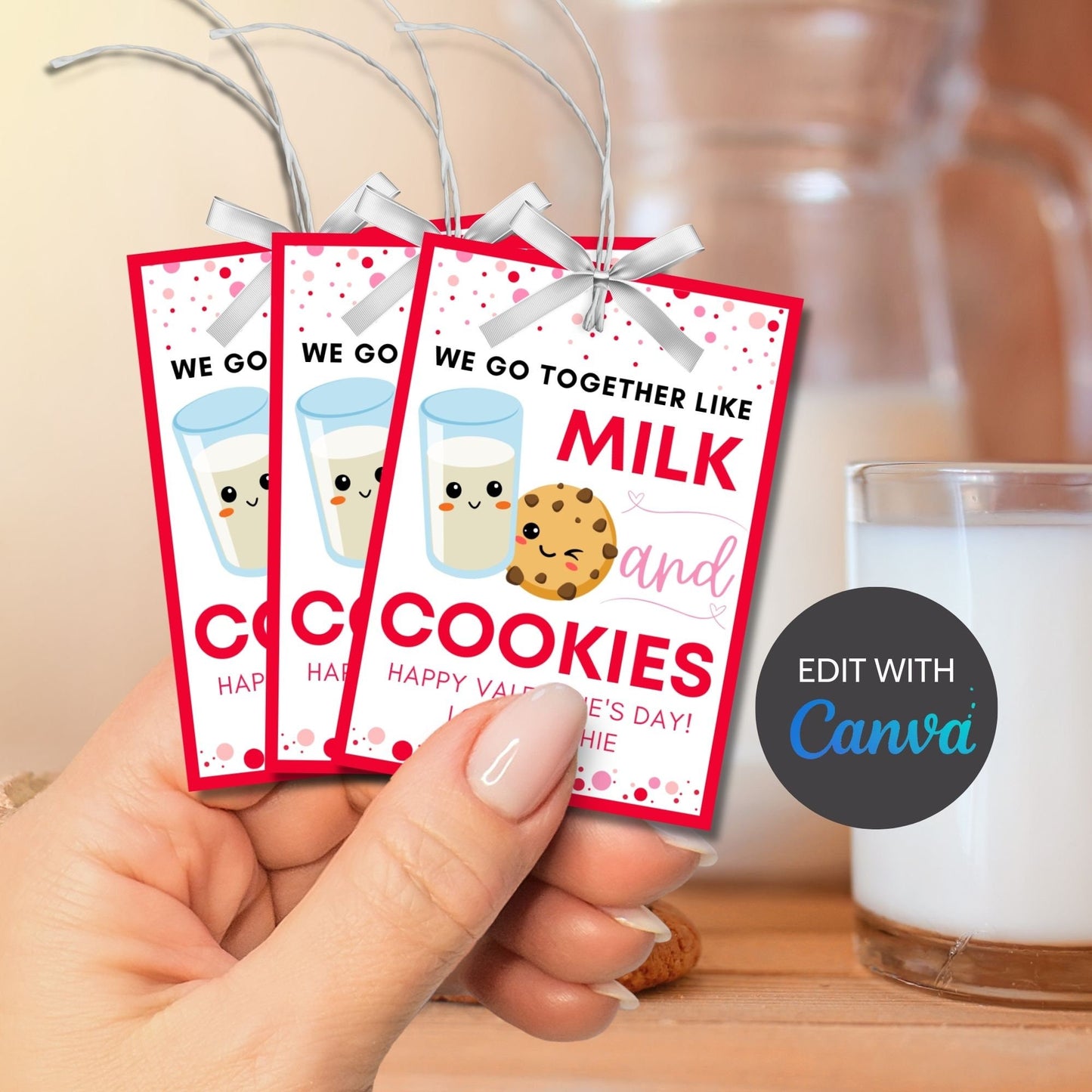 Cookie Valentine Printable Tag | Kids Valentines | We Go Together Like | Classroom School Valentines | Food Pun | Instant Download