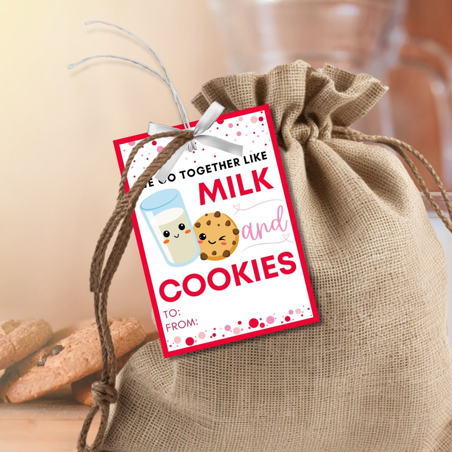 Cookie Valentine Printable Tag | Kids Valentines | We Go Together Like | Classroom School Valentines | Food Pun | Instant Download