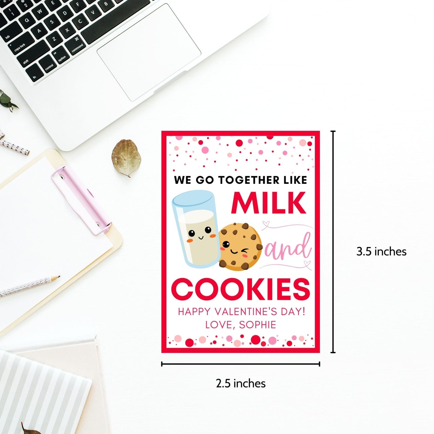 Cookie Valentine Printable Tag | Kids Valentines | We Go Together Like | Classroom School Valentines | Food Pun | Instant Download