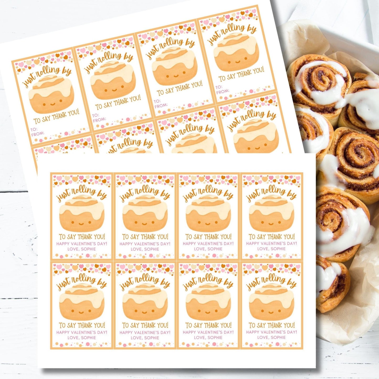 Cute Cinnamon Roll Thank You Tag - Editable Canva Template Personalized Gift Tags - Printable Appreciation Tags for Teachers, Staff, Friends