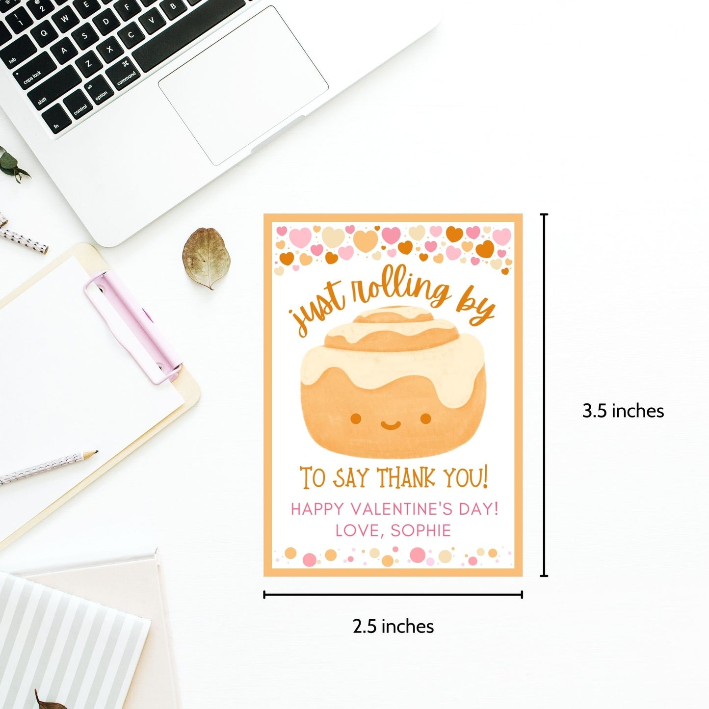 Cute Cinnamon Roll Thank You Tag - Editable Canva Template Personalized Gift Tags - Printable Appreciation Tags for Teachers, Staff, Friends