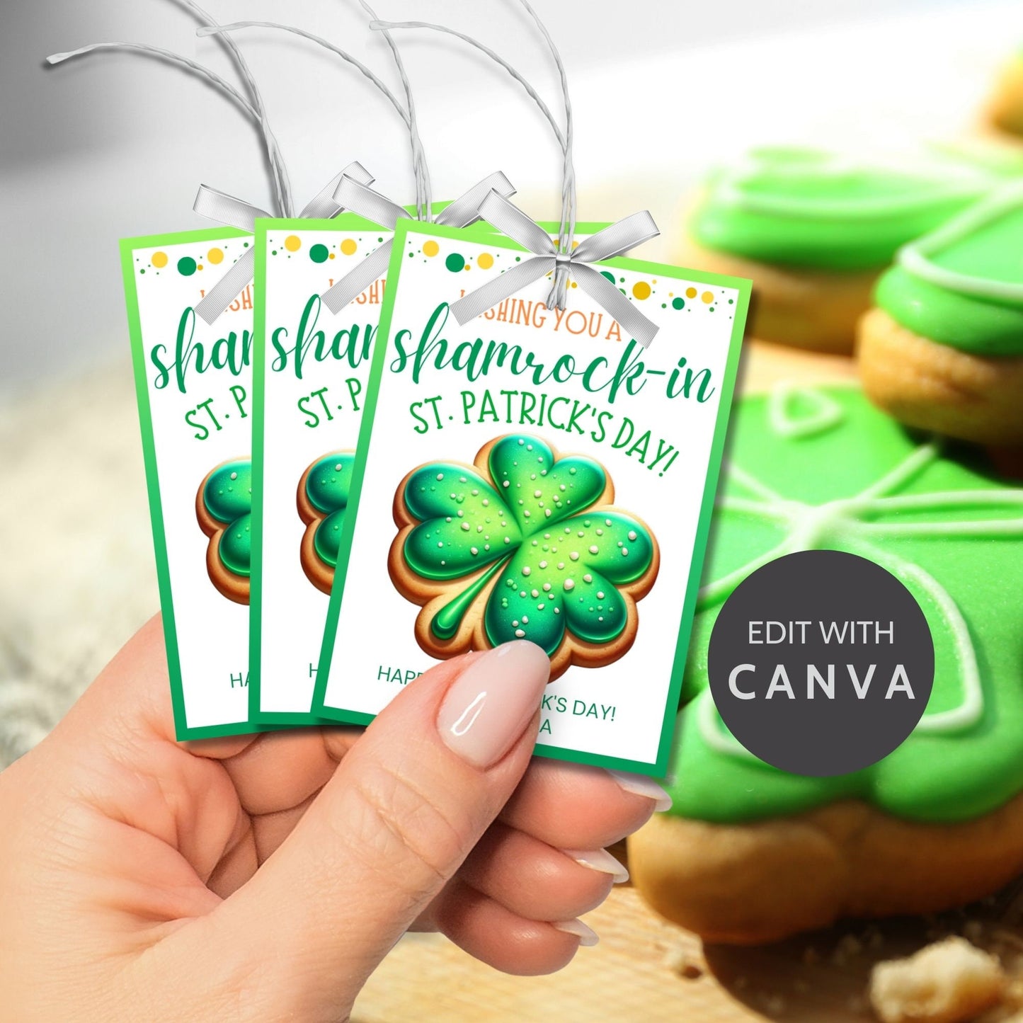 Shamrock Cookies St Patricks Day Gift Tag | St Paddys Day | Shamrockin Day | Classmate Staff Coworker Friend Client Customer Lender Teacher