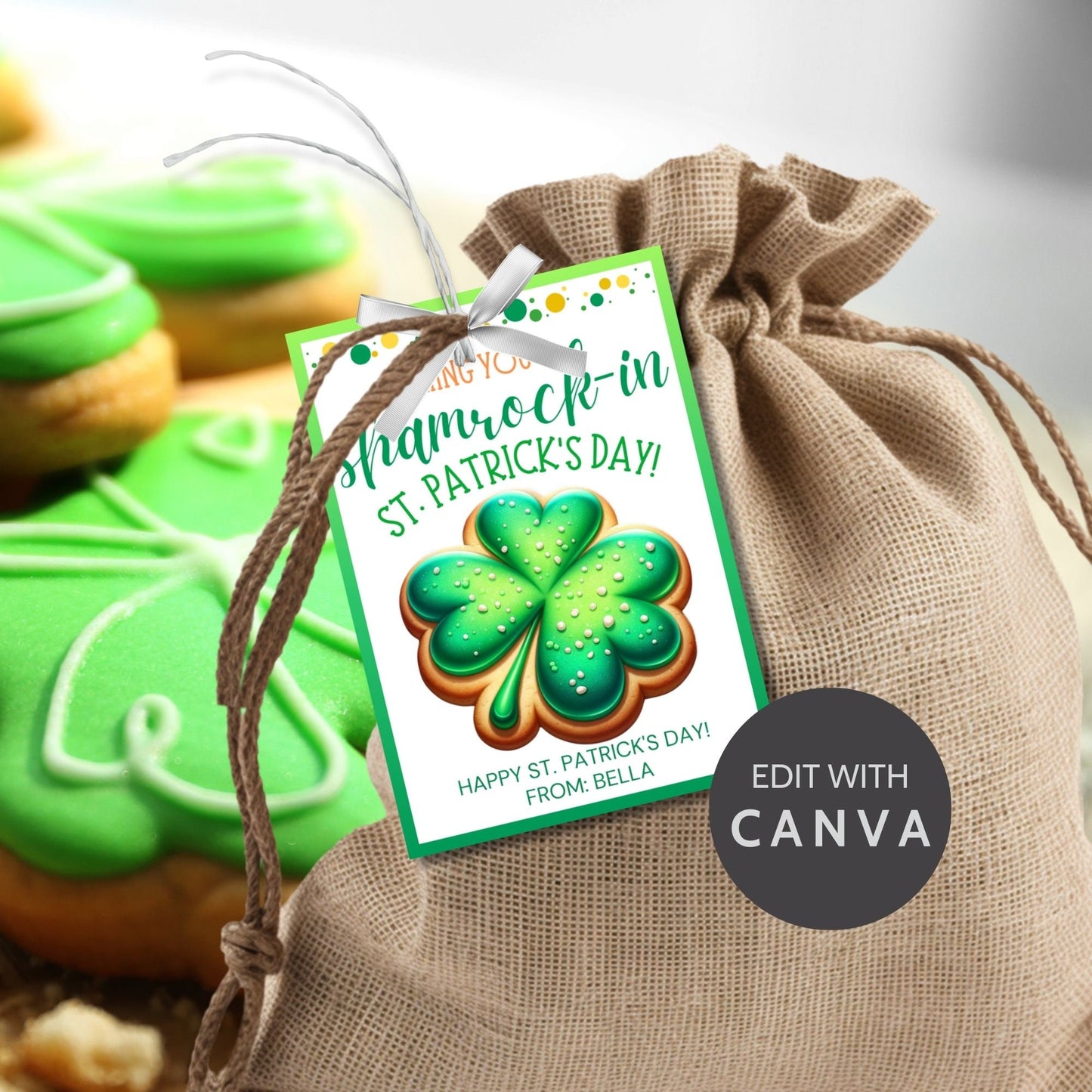 Shamrock Cookies St Patricks Day Gift Tag | St Paddys Day | Shamrockin Day | Classmate Staff Coworker Friend Client Customer Lender Teacher