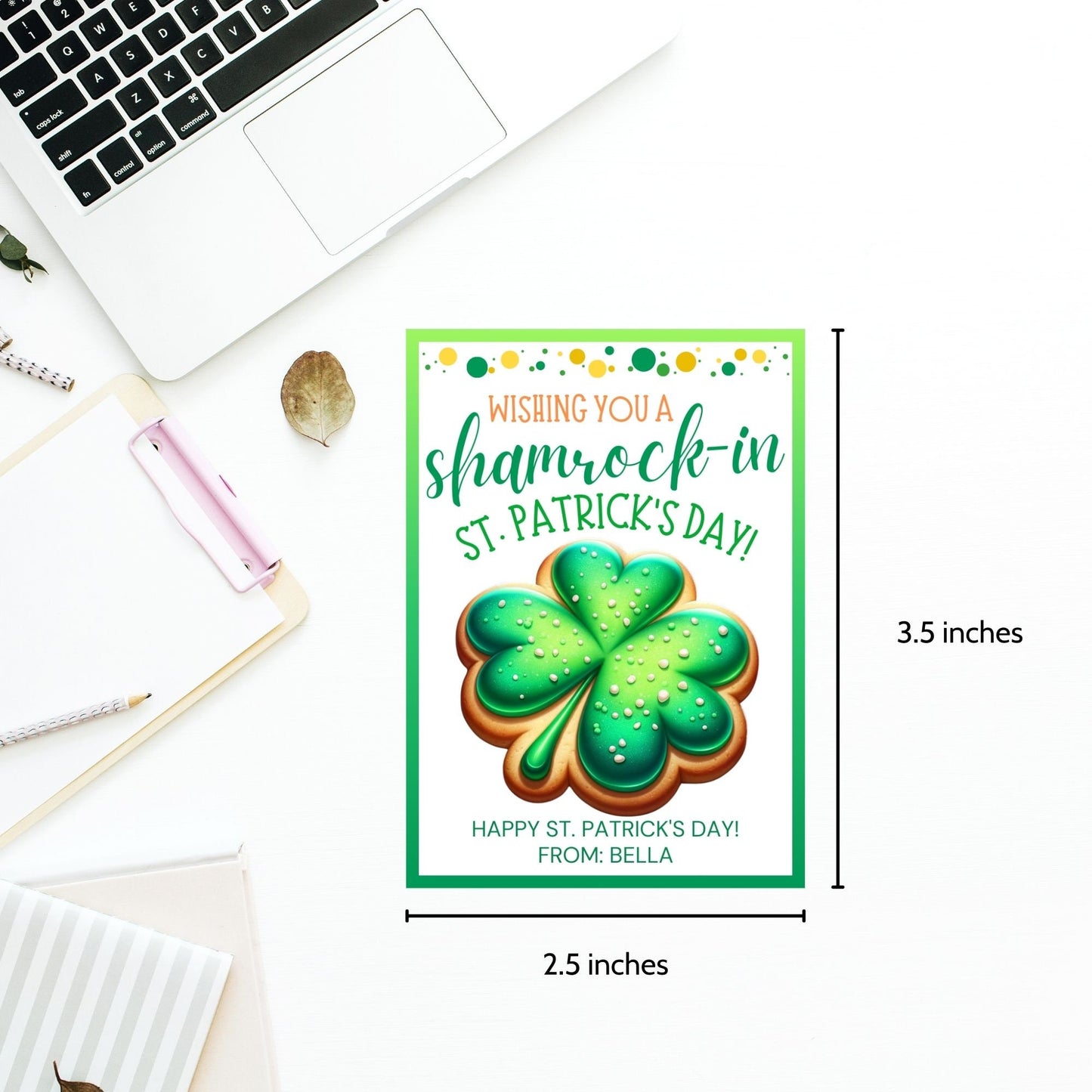 Shamrock Cookies St Patricks Day Gift Tag | St Paddys Day | Shamrockin Day | Classmate Staff Coworker Friend Client Customer Lender Teacher