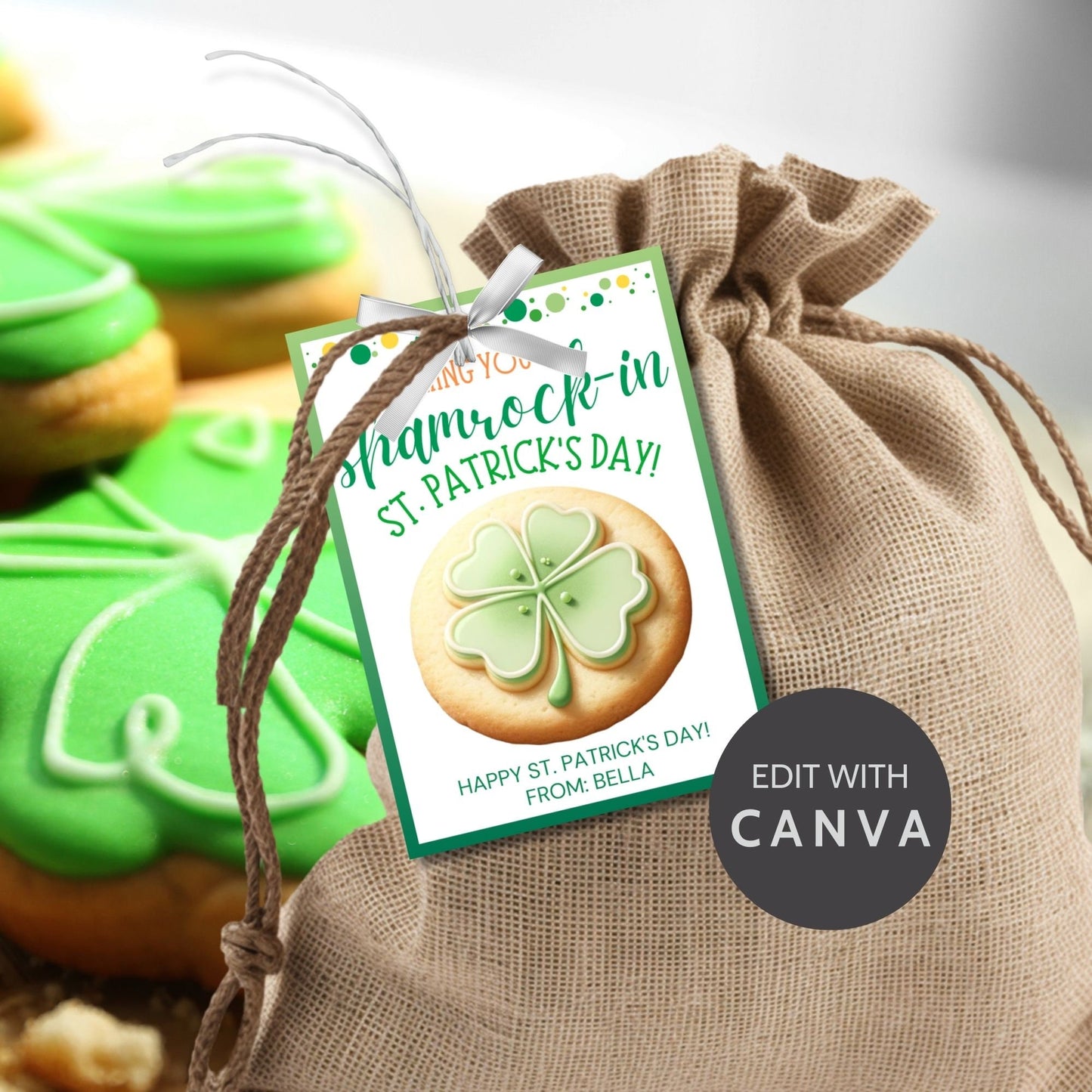 Shamrock Cookies St Patricks Day Tag | St Paddys Day | Shamrockin | Classmate Employee Staff Coworker Friend Client Customer Lender Teacher