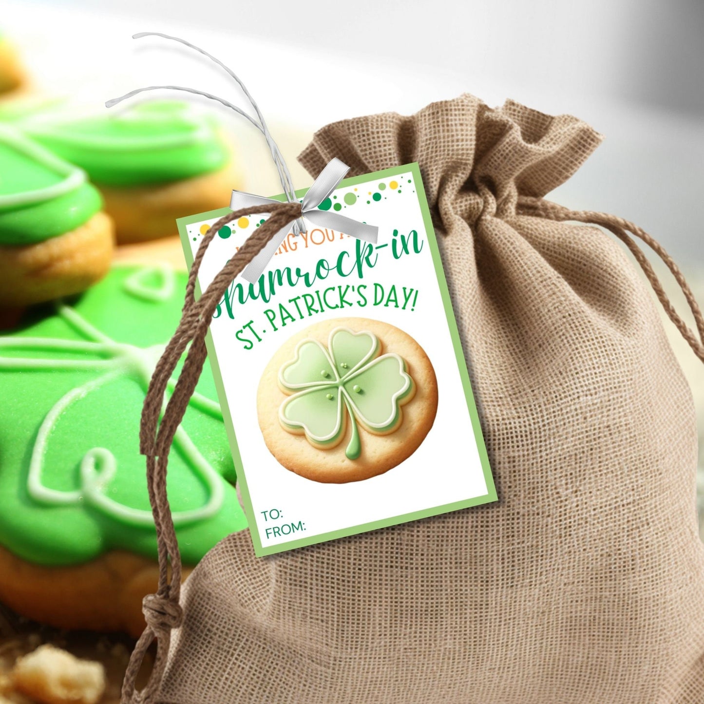 Shamrock Cookies St Patricks Day Tag | St Paddys Day | Shamrockin | Classmate Employee Staff Coworker Friend Client Customer Lender Teacher
