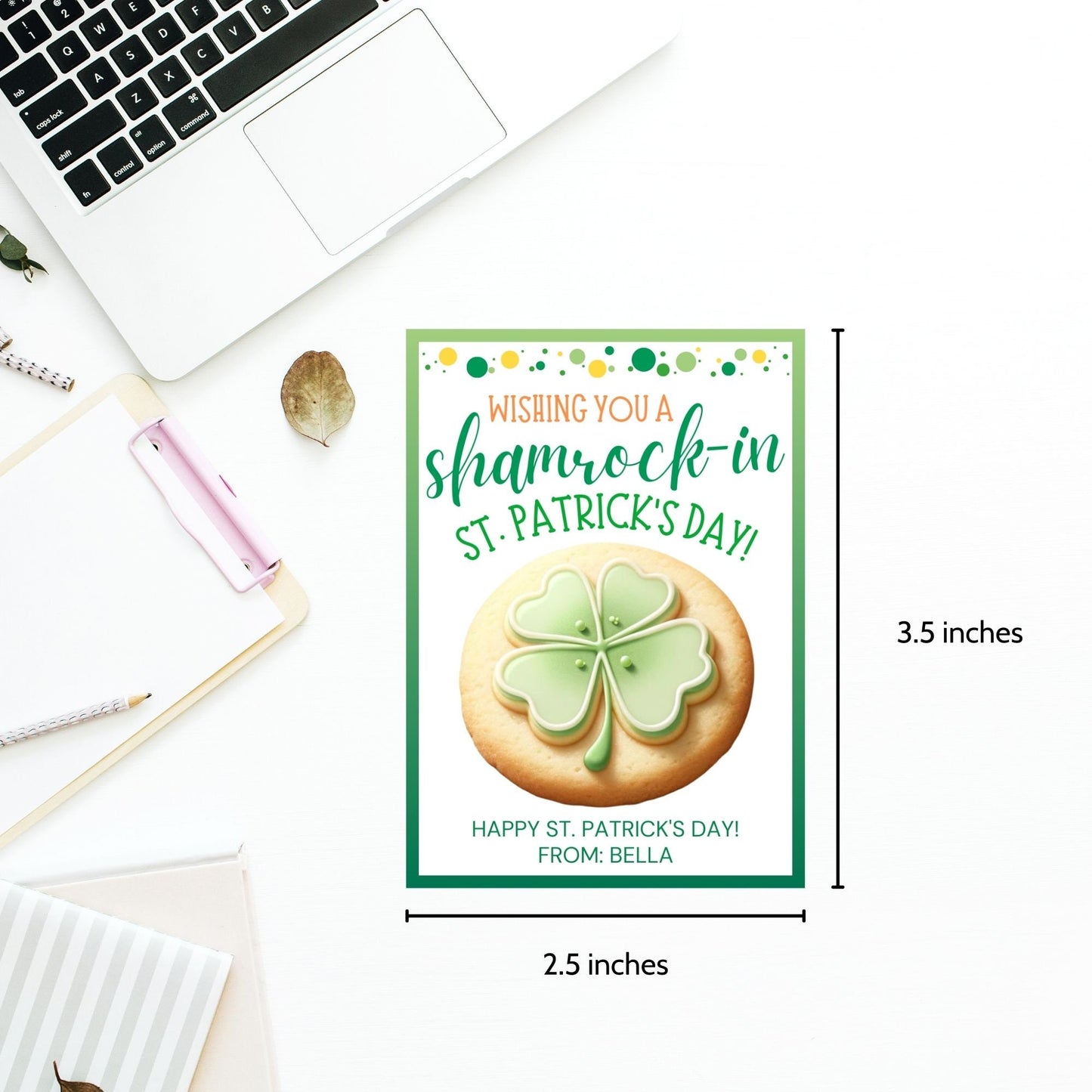 Shamrock Cookies St Patricks Day Tag | St Paddys Day | Shamrockin | Classmate Employee Staff Coworker Friend Client Customer Lender Teacher