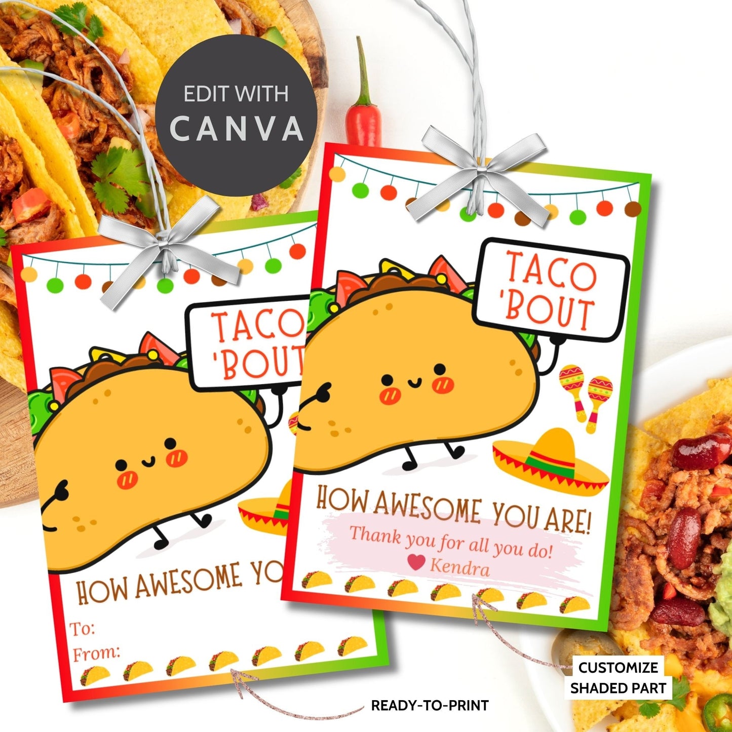 Taco Employee Teacher Appreciation Tag | Investor Teacher Bus Driver Friend Coworker Staff Office | Cinco deMayo | Taco Tuesday | Gracias