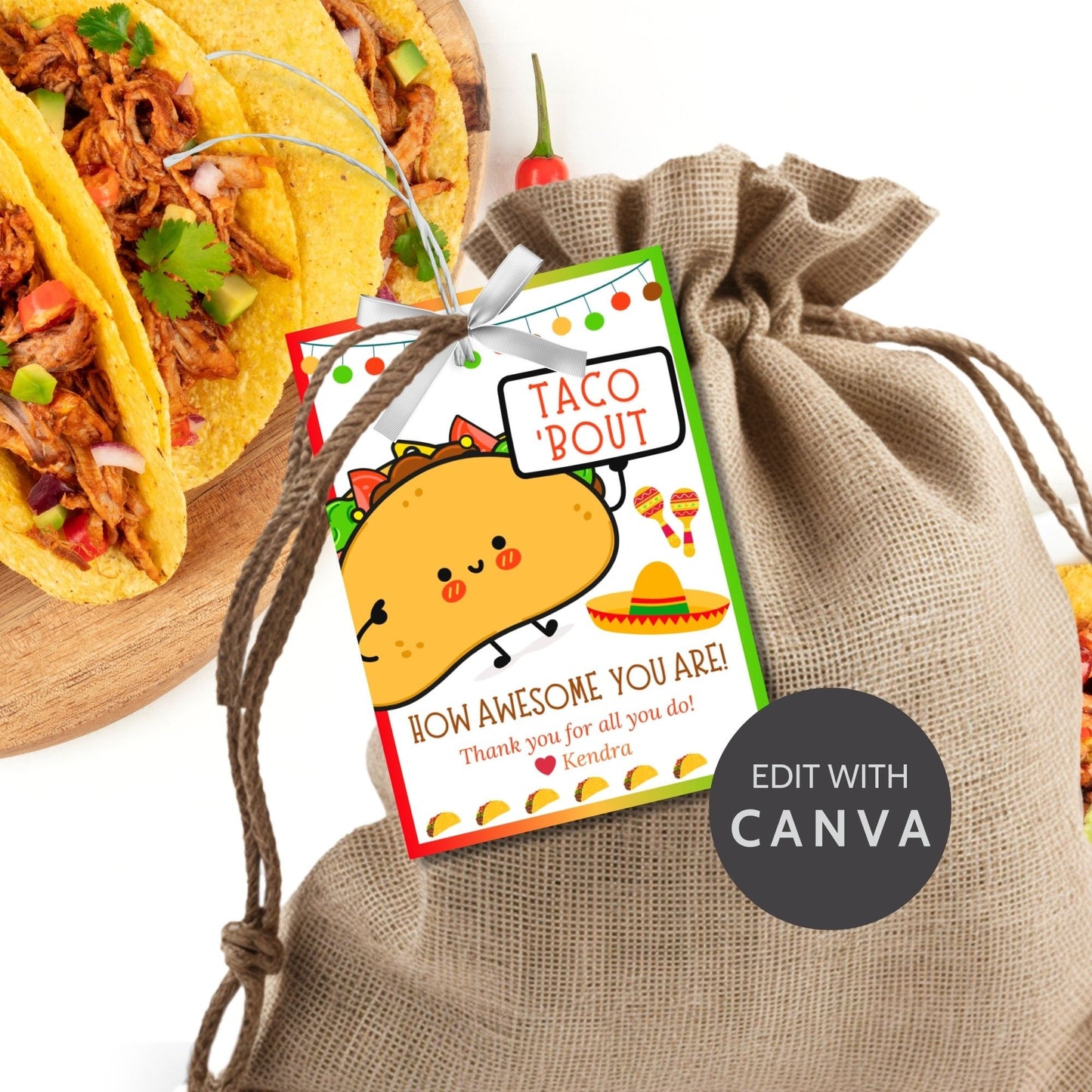 Taco Employee Teacher Appreciation Tag | Investor Teacher Bus Driver Friend Coworker Staff Office | Cinco deMayo | Taco Tuesday | Gracias
