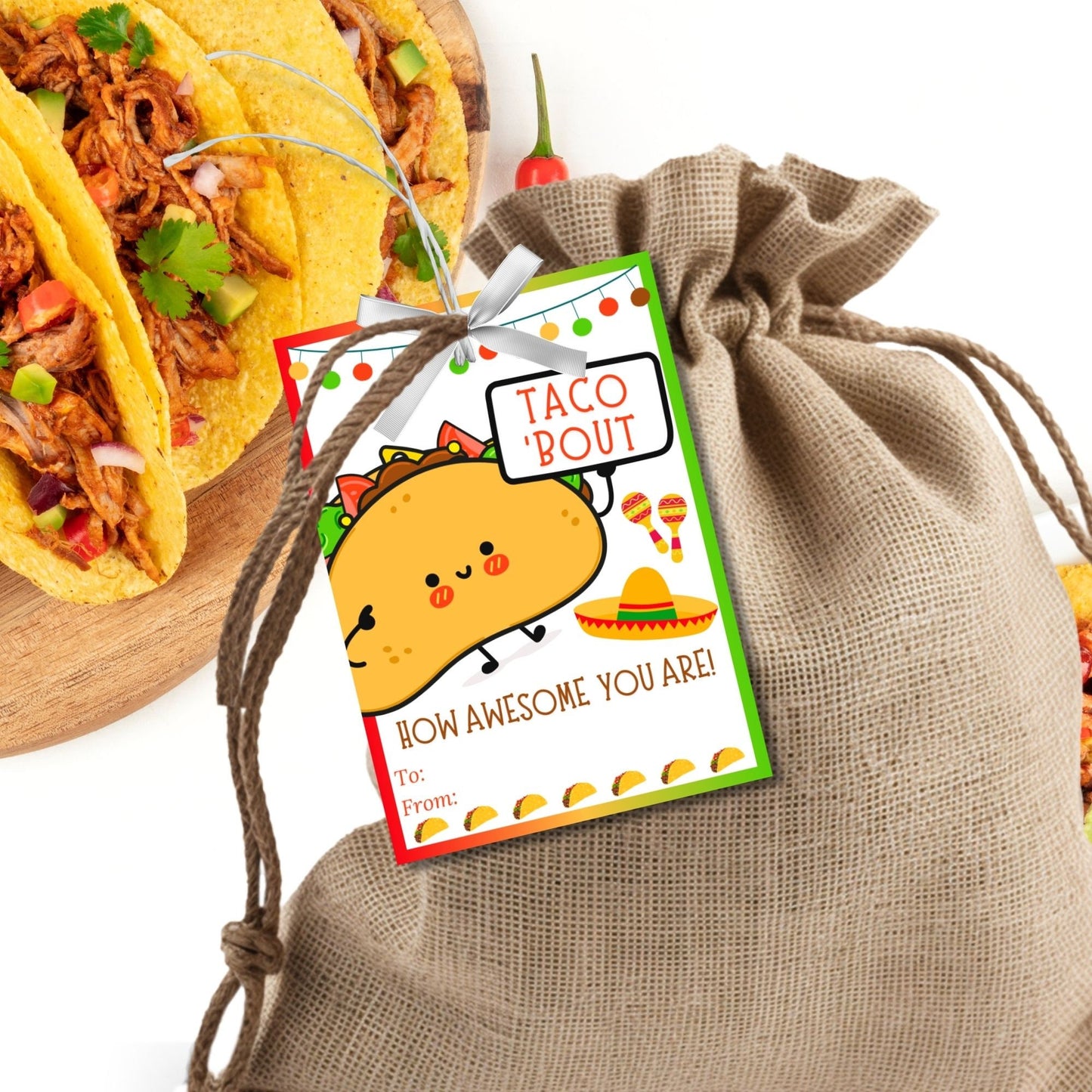 Taco Employee Teacher Appreciation Tag | Investor Teacher Bus Driver Friend Coworker Staff Office | Cinco deMayo | Taco Tuesday | Gracias