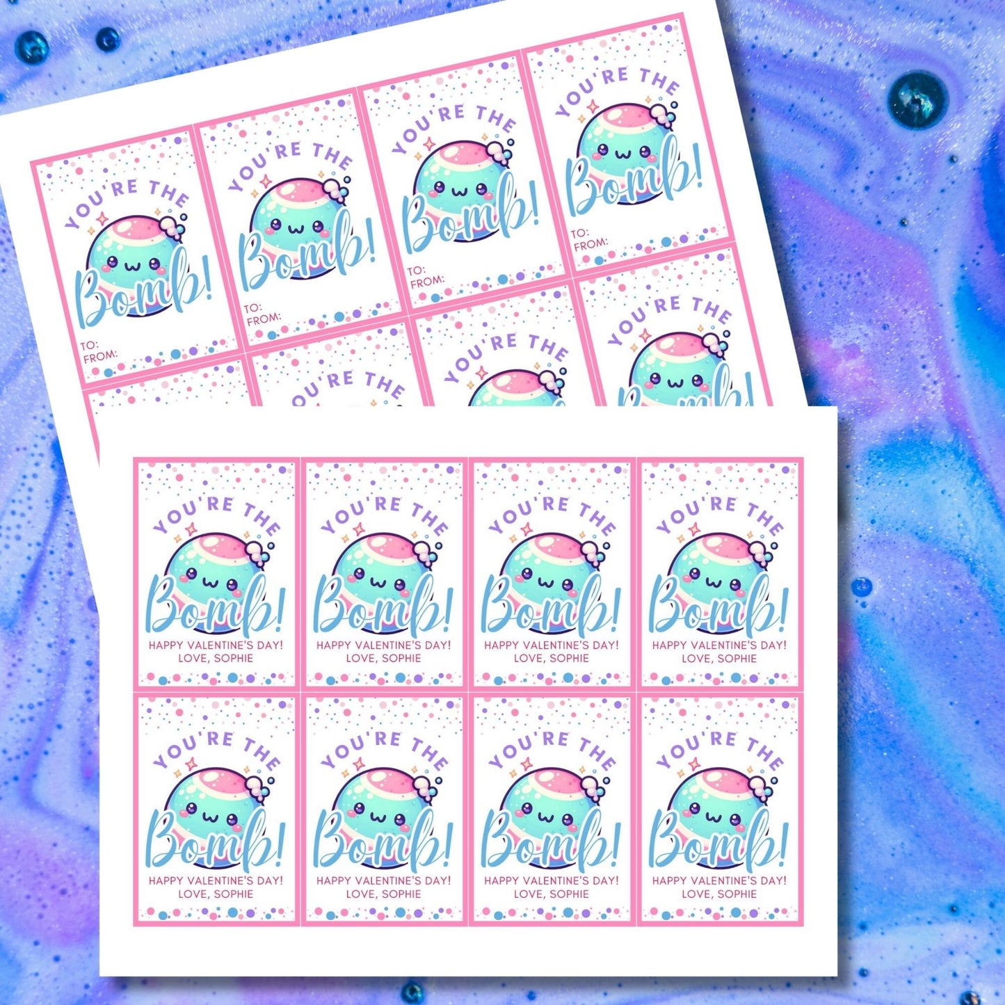 Bath Bomb Editable Printable Tags | Youre the Bomb Tag | Bath Bomb Stickers Packaging | DIY Valentine | Friend Coworker Classmate Neighbor