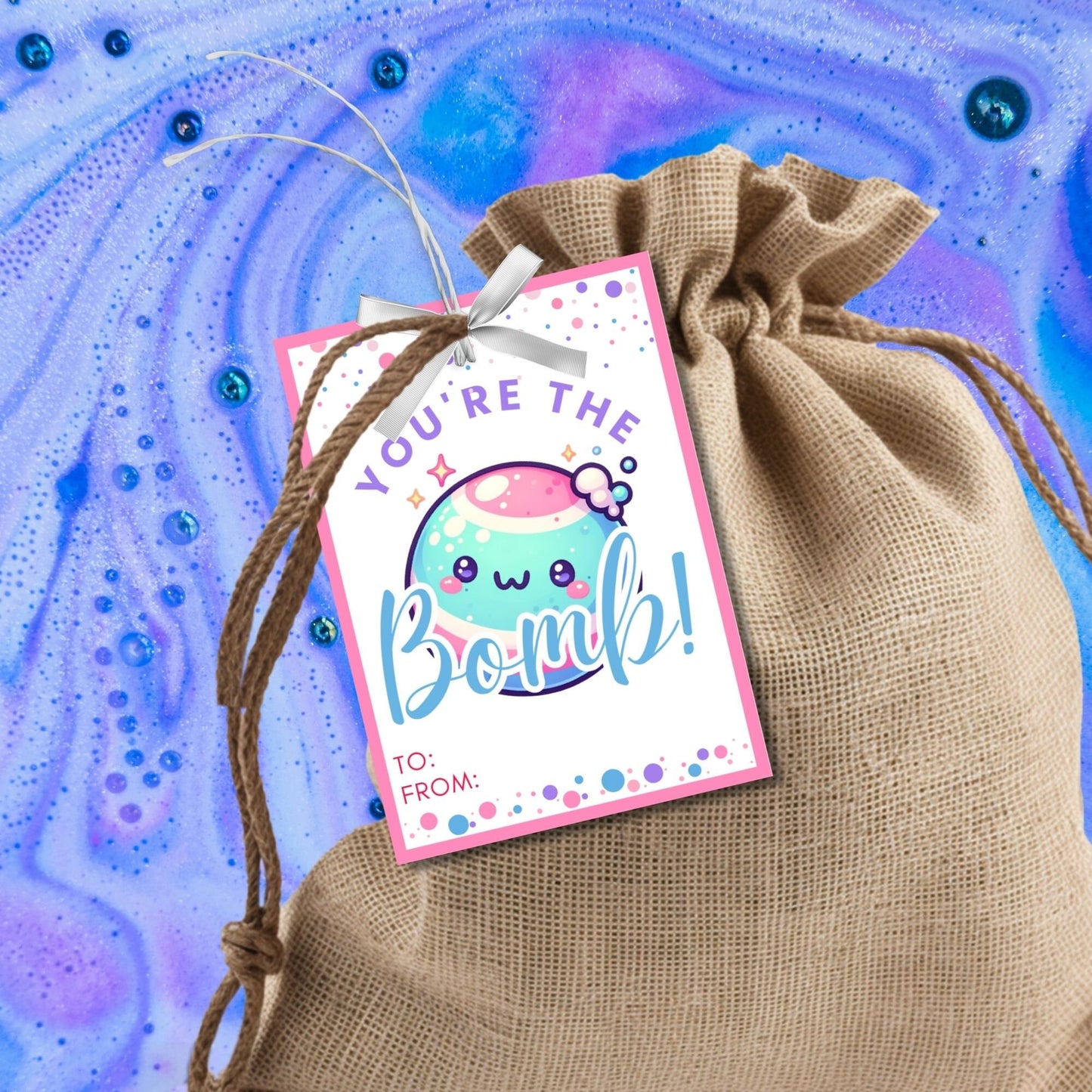 Bath Bomb Editable Printable Tags | Youre the Bomb Tag | Bath Bomb Stickers Packaging | DIY Valentine | Friend Coworker Classmate Neighbor
