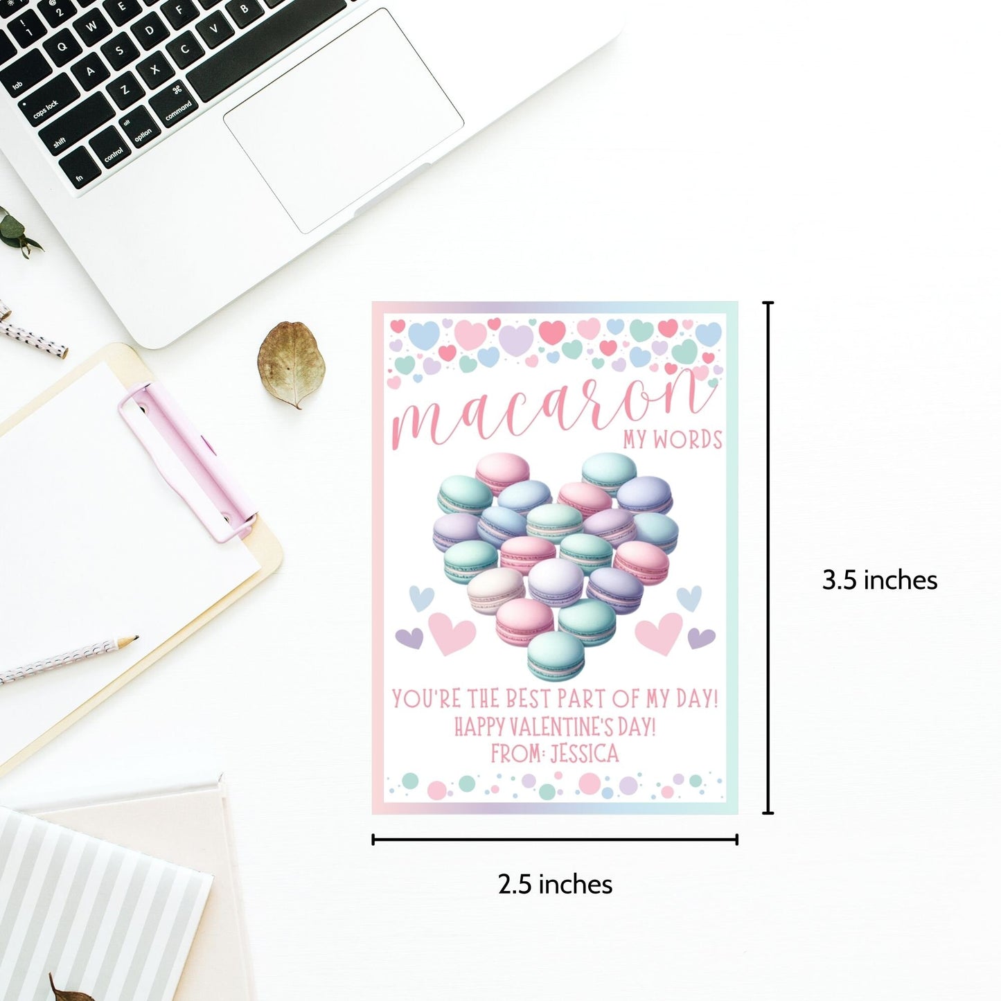 Macaron Valentine Printable Editable Gift Tag | French Macarons | Pastel Macaron Stickers | Thank You Tag | Teacher Friend Appreciation Gift