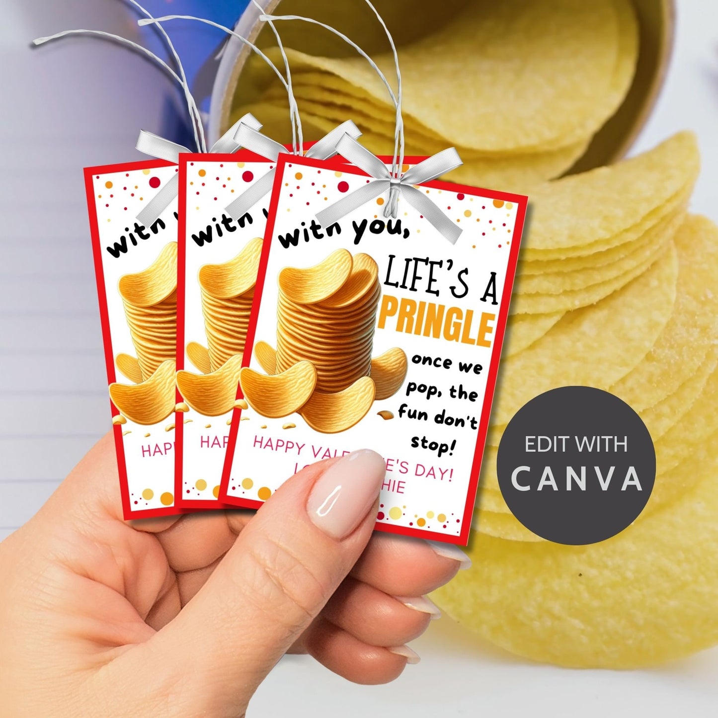 Pringles Snack Chip Valentine Printable Tag | Digital Download | For Pringles Snack Size | Classroom Friends Valentines Day Stickers