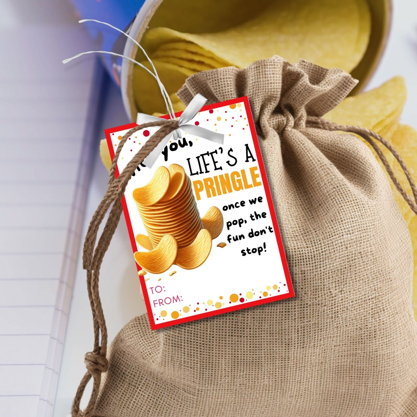 Pringles Snack Chip Valentine Printable Tag | Digital Download | For Pringles Snack Size | Classroom Friends Valentines Day Stickers