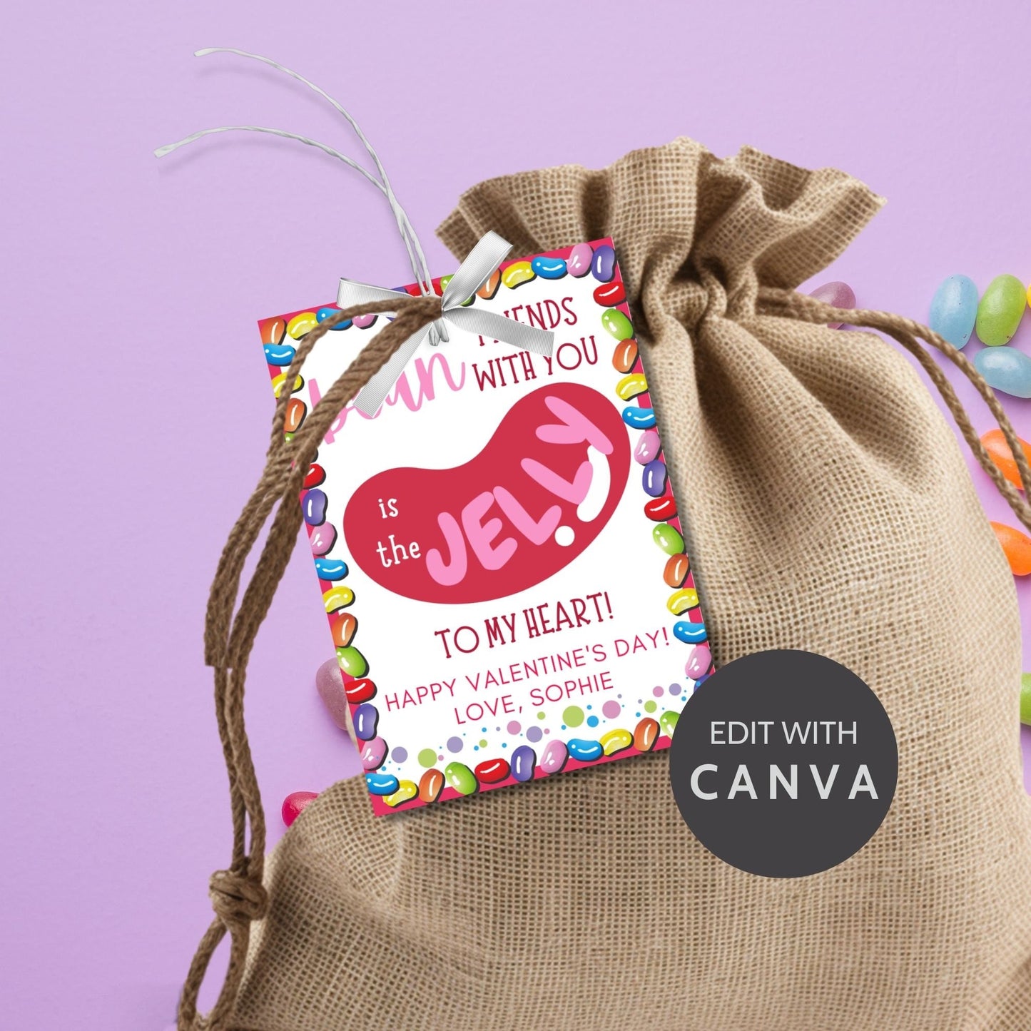 Jelly Beans Valentine Printable Editable Tag | Bean Friends | Jelly Bean Favor Tag | Candy Gift Tag | Class Kids Tag Tween Galentine