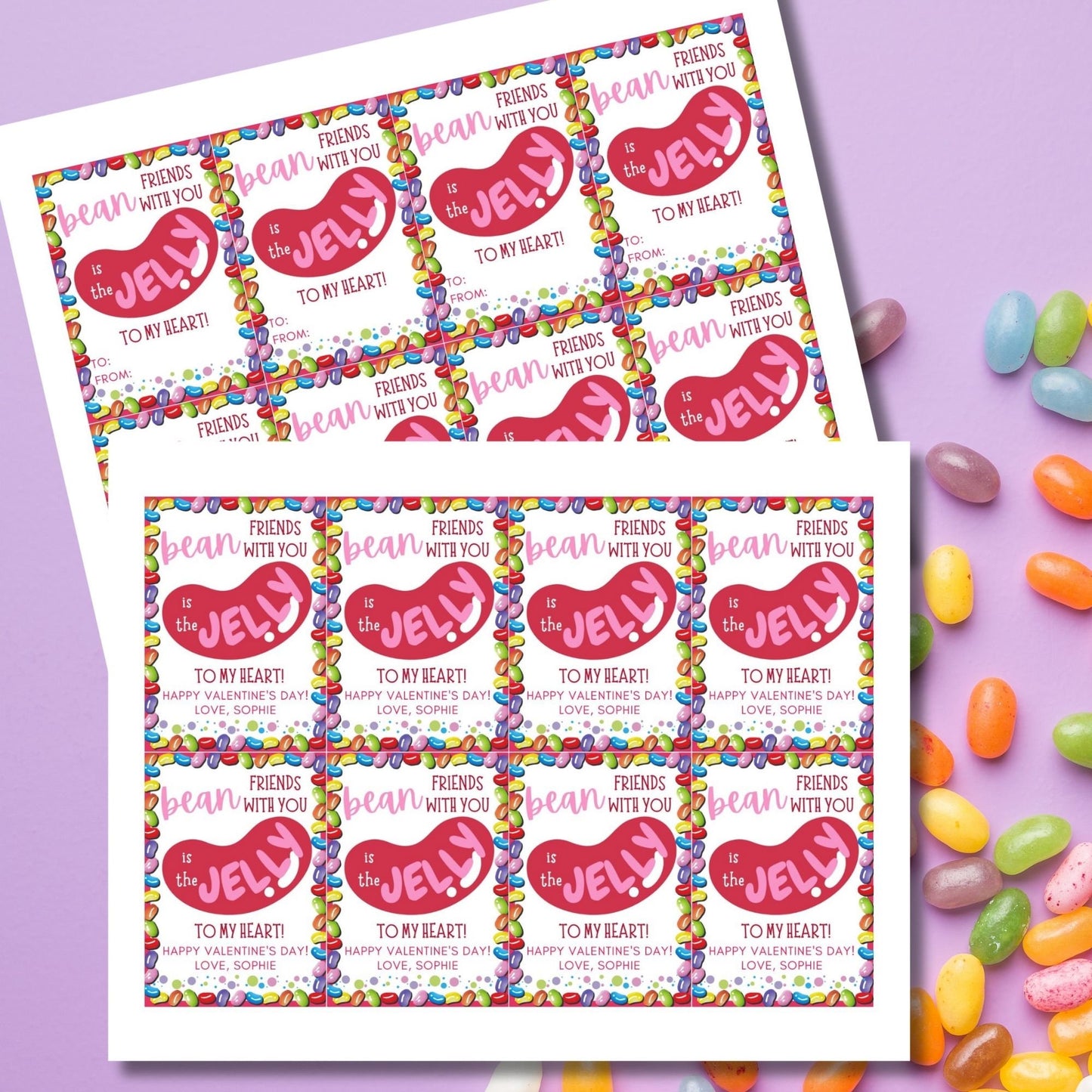 Jelly Beans Valentine Printable Editable Tag | Bean Friends | Jelly Bean Favor Tag | Candy Gift Tag | Class Kids Tag Tween Galentine