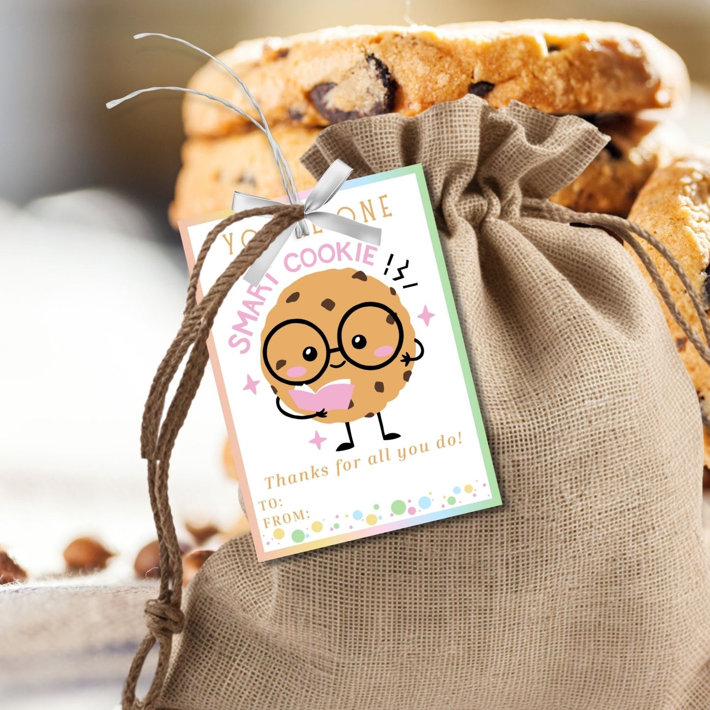 Cookie Teacher Appreciation Gift Tag | One Smart Cookie | Staff Educator Teacher Thank You Gift | Staff Teacher Appreciation Week