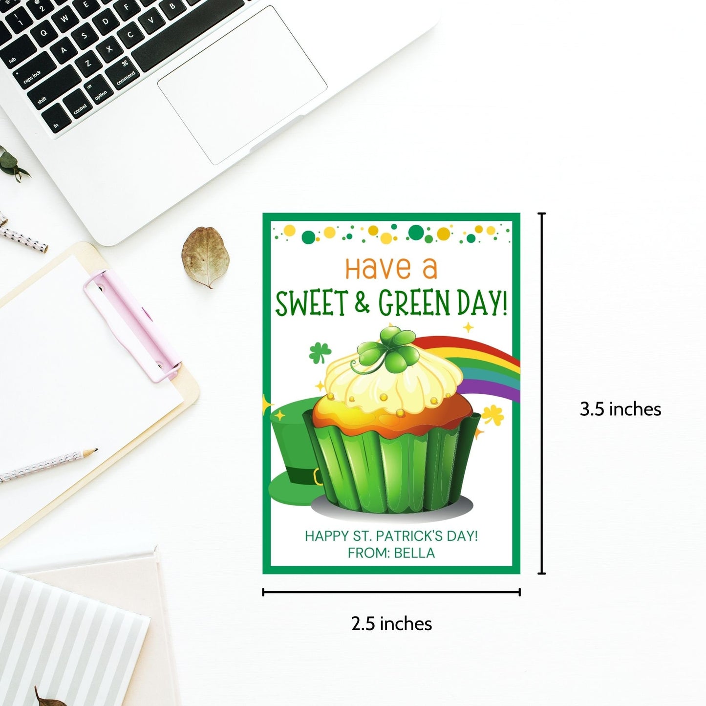Cupcake Green Baking St Patricks Day Tag St Paddys Baked Goods Classmate Employee Staff Coworker Friend Client Customer Lender Teacher