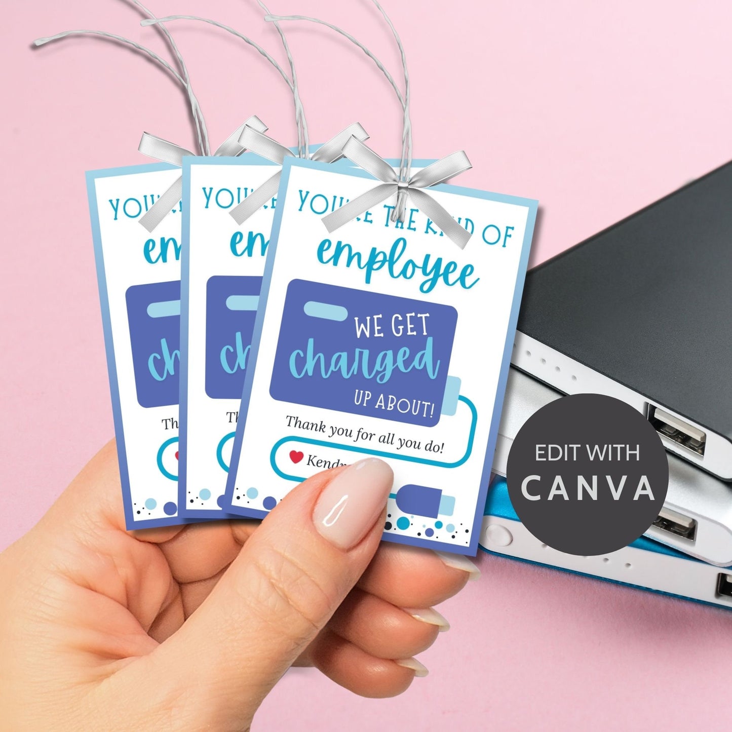 Portable Charger Employee Appreciation Tag | Employee Teacher Bus Driver Friend Coworker Staff Office Team Recognition