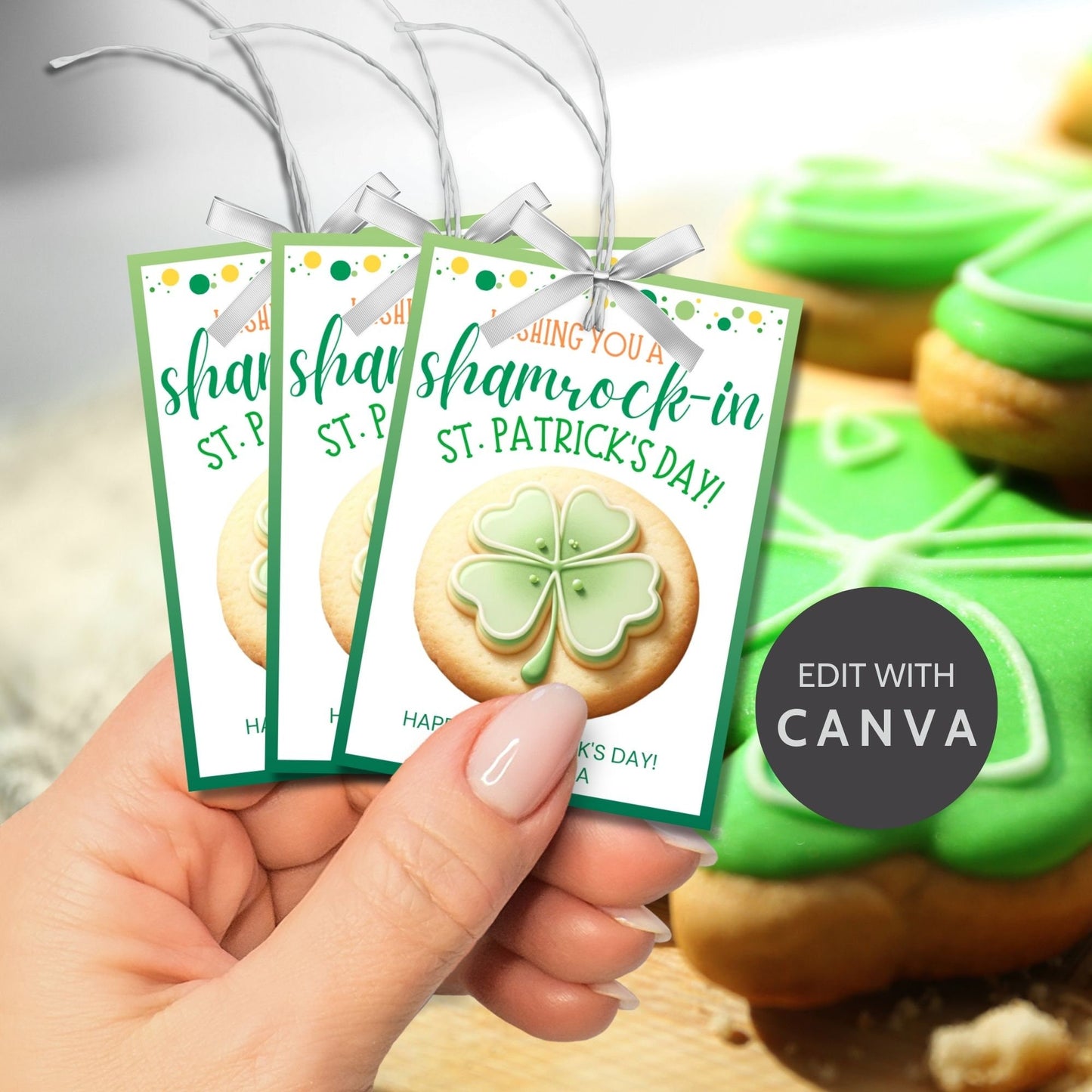 Shamrock Cookies St Patricks Day Tag | St Paddys Day | Shamrockin | Classmate Employee Staff Coworker Friend Client Customer Lender Teacher