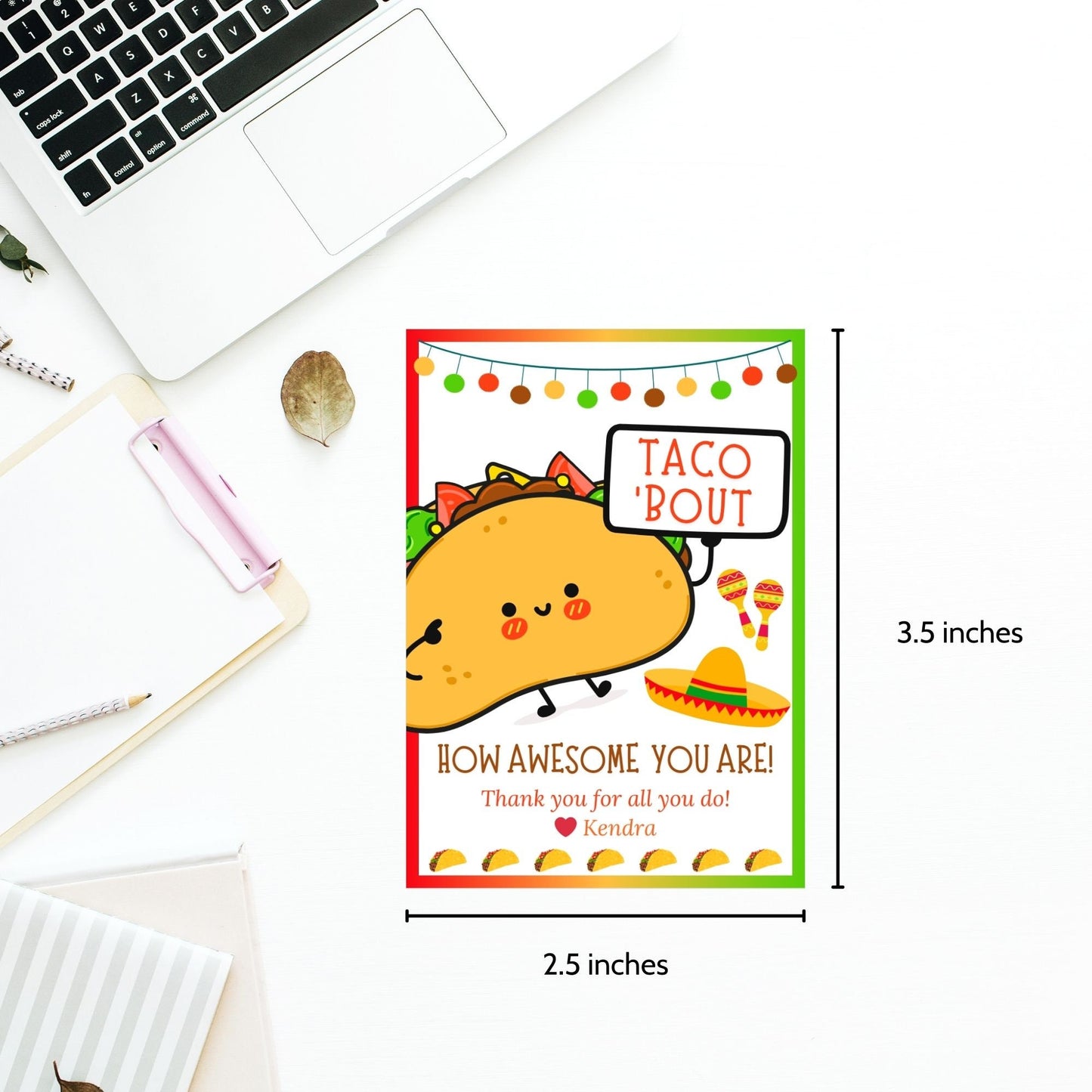 Taco Employee Teacher Appreciation Tag | Investor Teacher Bus Driver Friend Coworker Staff Office | Cinco deMayo | Taco Tuesday | Gracias