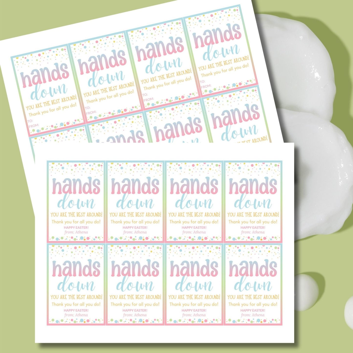 Thank you Tag Hand Lotion Easter Spring Printable Editable Teacher Gift Tag Hand It to You are Amazing Staff Employee Coworker Appreciation
