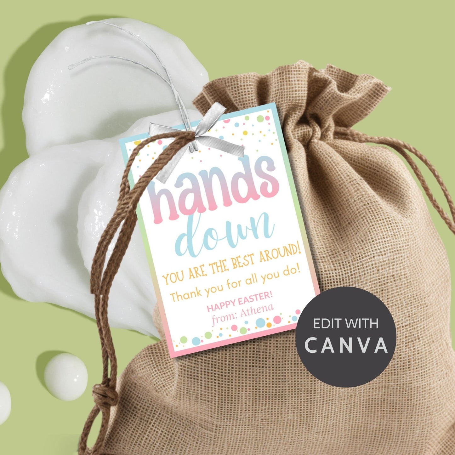 Thank you Tag Hand Lotion Easter Spring Printable Editable Teacher Gift Tag Hand It to You are Amazing Staff Employee Coworker Appreciation