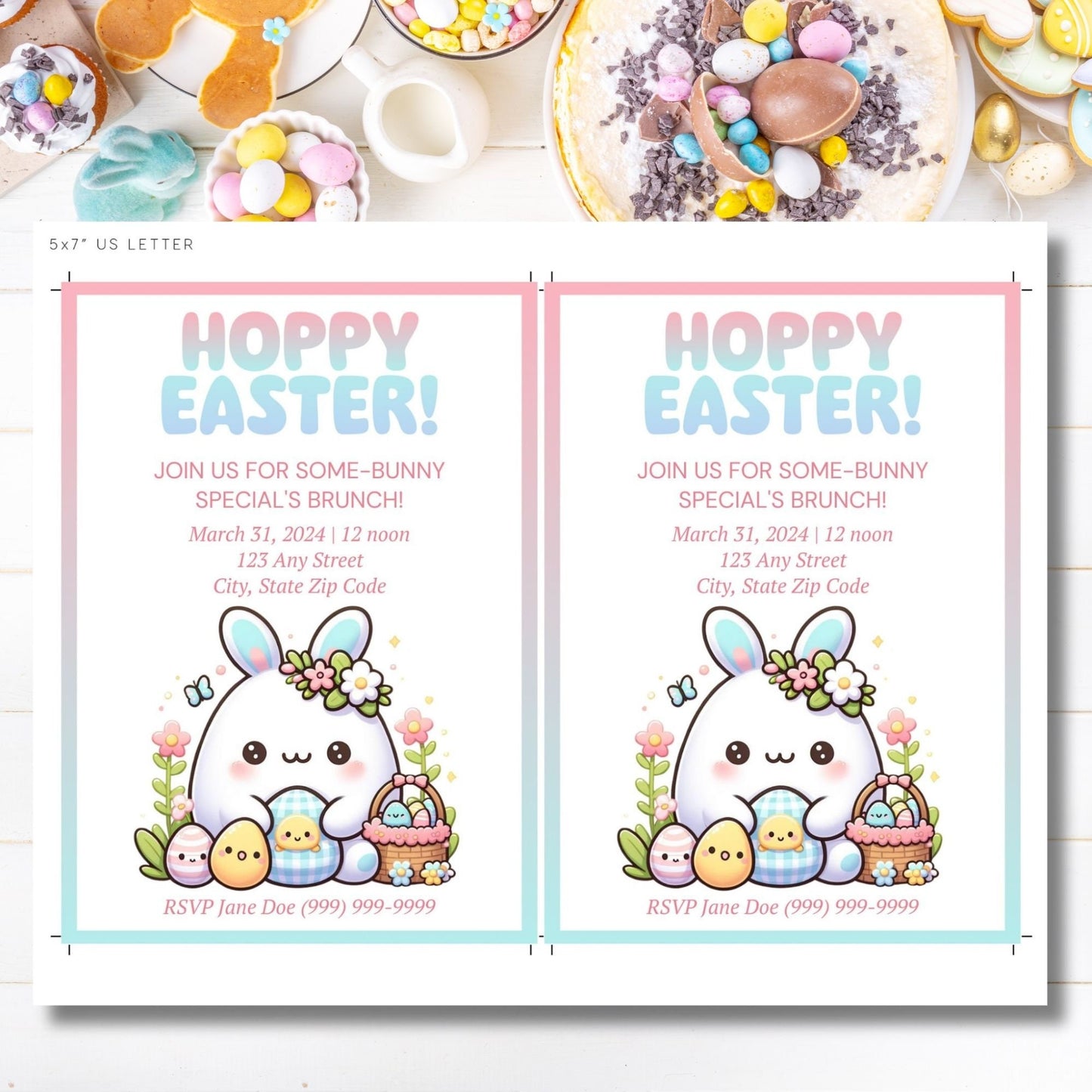 Easter Brunch Invitation | Egg Hunt Party | Easter Party Invite | Editable Digital Template | Easter Egg Hunt Invitation