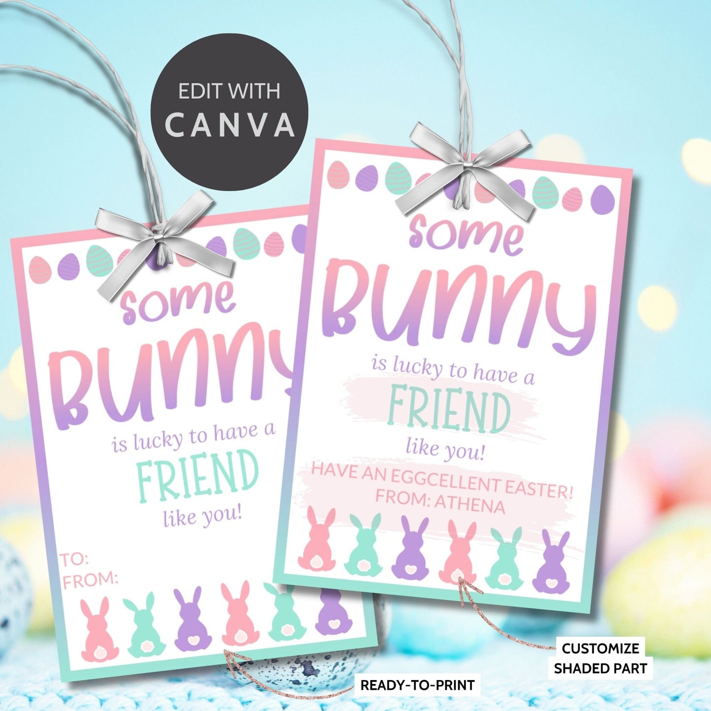 Easter Bunny Tag | Classroom Gift Tag | Easter Classroom Gifts For Kids Student | Easter Basket Tags | Easter Stickers | Easter Bubble Tags | Candy Tags | Non Candy Tags