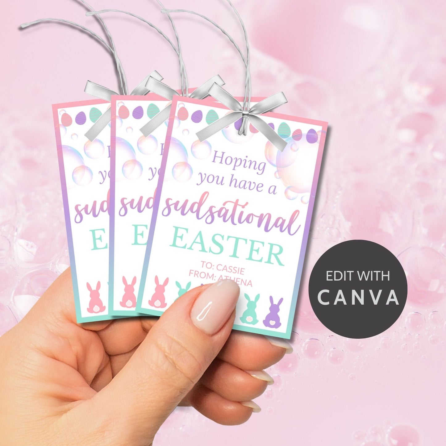 Easter Soap Tag | Easter Bubble Tags | Sudsational Easter | Easter Gifts Kids Student Coworker Neighbor Class | Easter Basket Tags Stickers