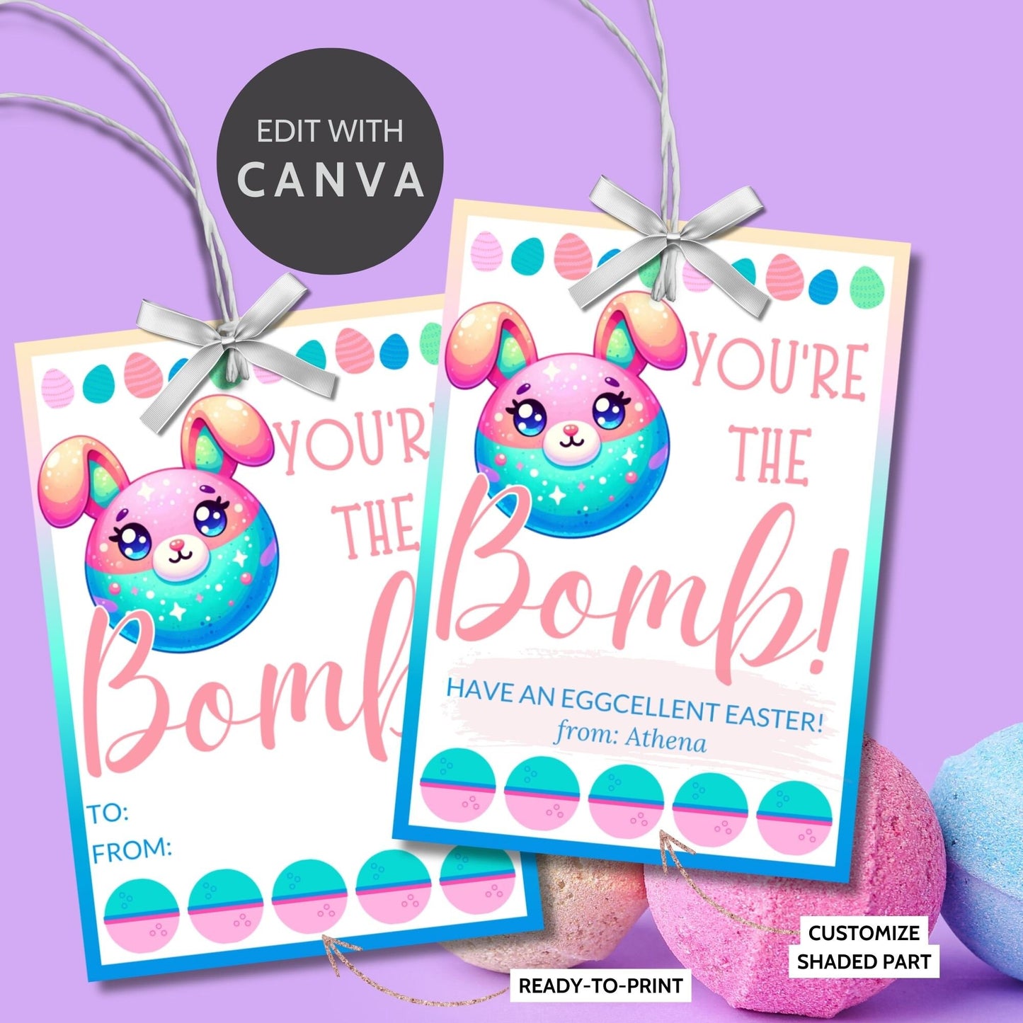 Easter Basket Stuffer Gift Ideas | Easter Bath Bombs for Kids Girls Boys | Youre The Bomb | Bath Bomb Favor Tag | Easter Bath Bomb Tag