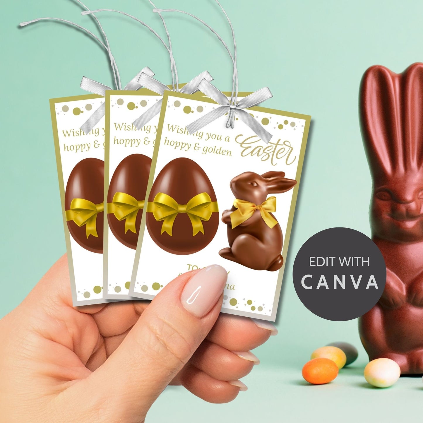 Printable Easter Tags | Easter Gift For Kids | Easter Chocolate Classroom Gift | Classroom Gift Tag | Easter Sticker | Golden Egg Bunny Gift