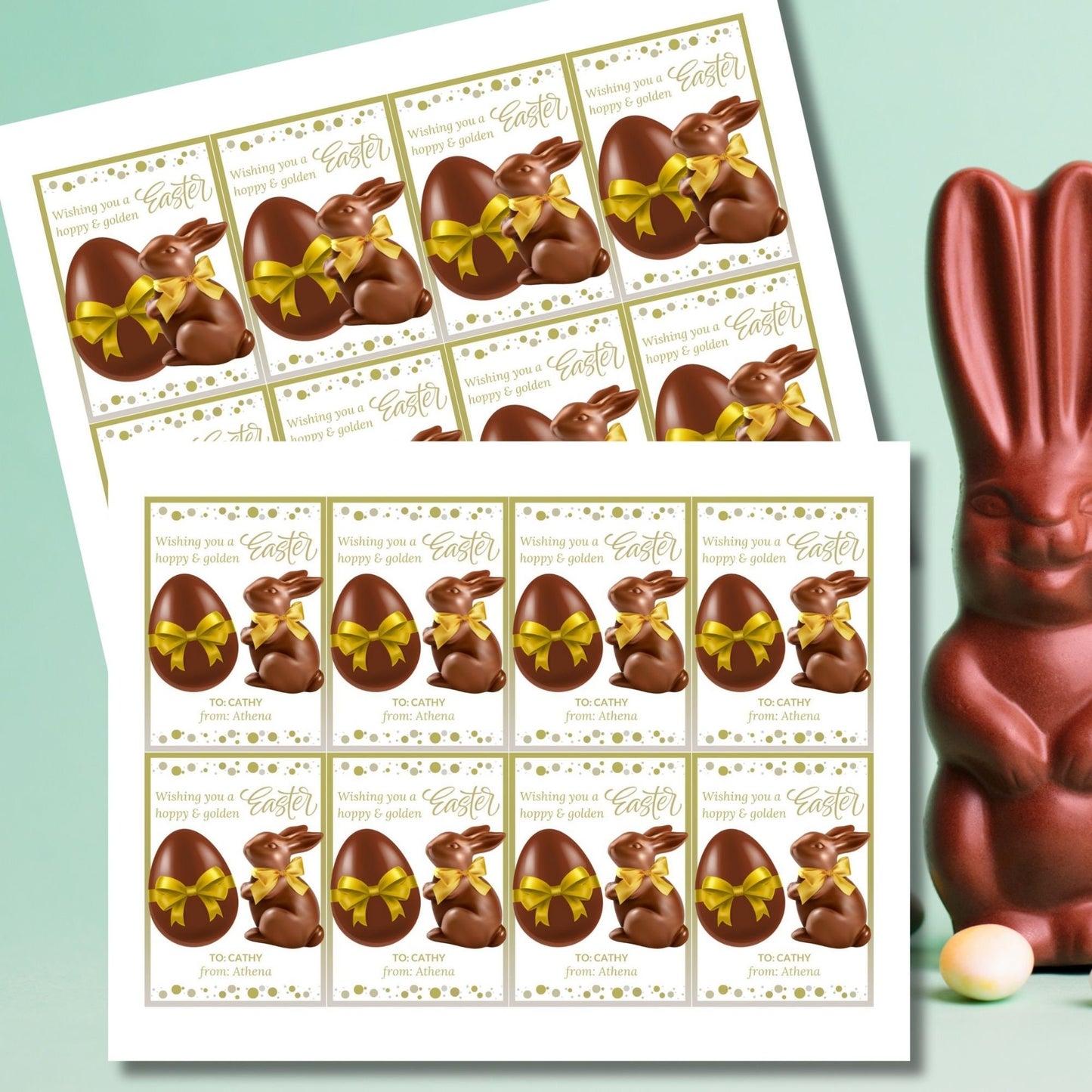 Printable Easter Tags | Easter Gift For Kids | Easter Chocolate Classroom Gift | Classroom Gift Tag | Easter Sticker | Golden Egg Bunny Gift