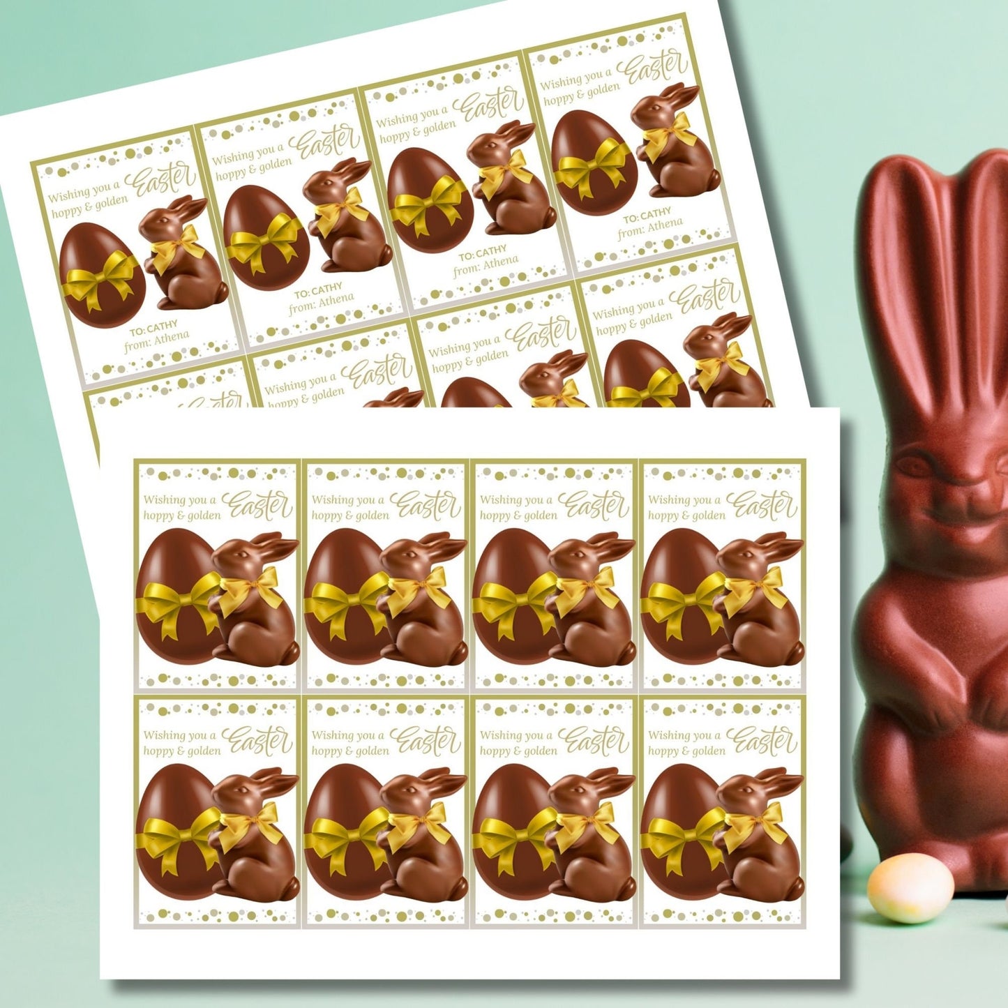 Printable Easter Tags | Easter Gift For Kids | Easter Chocolate Classroom Gift | Classroom Gift Tag | Easter Sticker | Golden Egg Bunny Gift