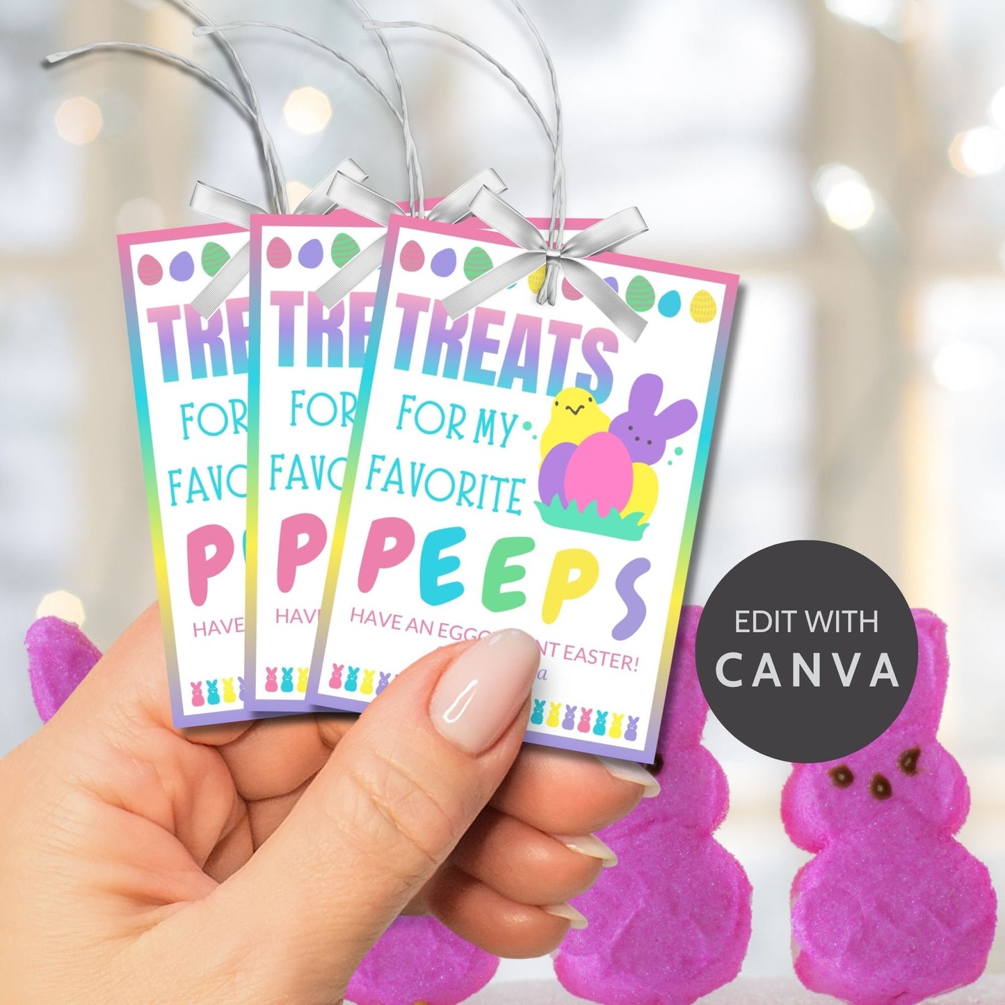 Printable Easter Gift Tags | Classroom Favors | Marshmallow Peeps | Easter Classroom Gifts For Kids Student | Easter Sticker | Easter Tags