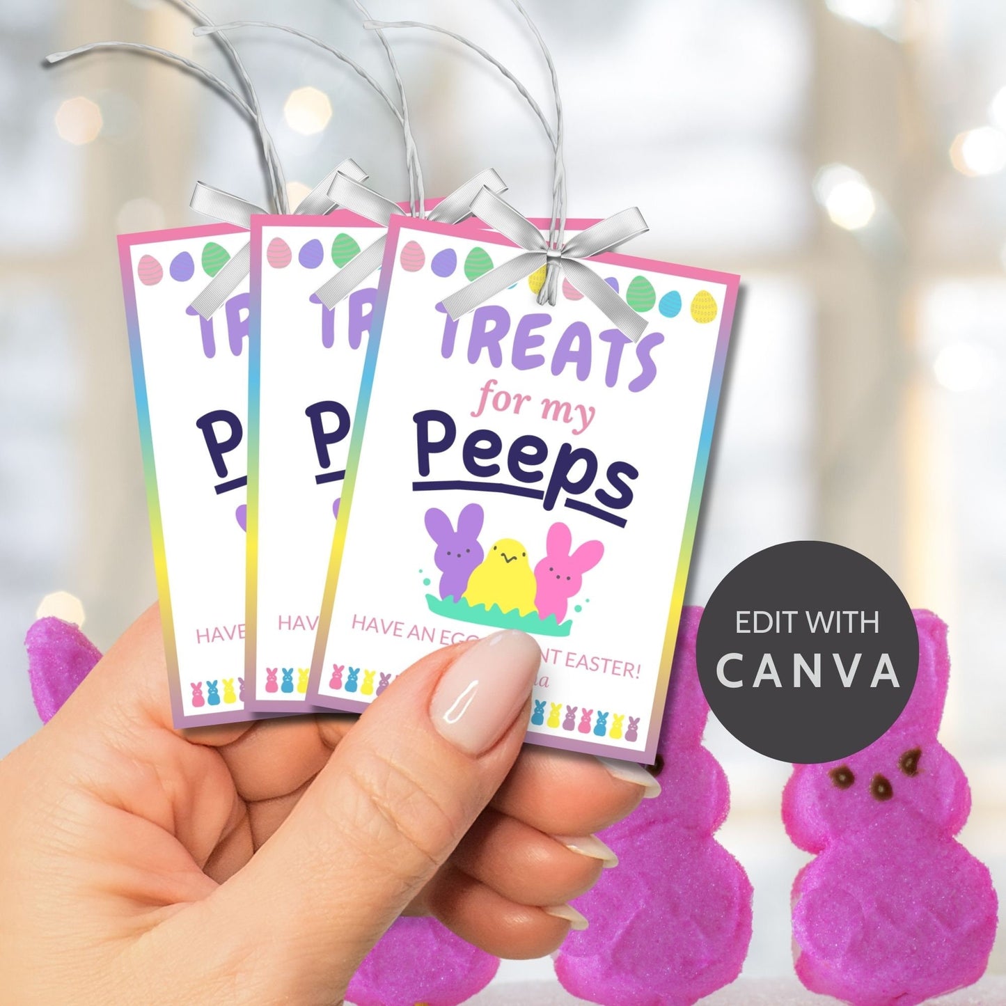 Printable Easter Gift Tags | Classroom Favors | Marshmallow Peeps | Easter Classroom Gifts For Kids Student | Easter Sticker | Easter Tags