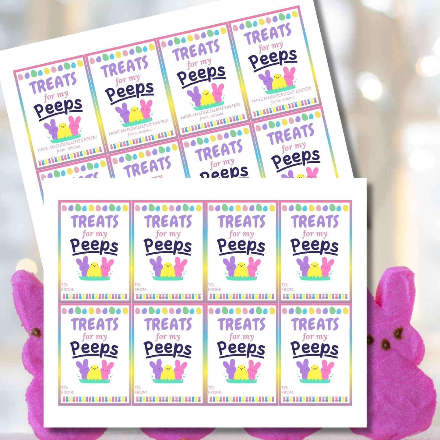 Printable Easter Gift Tags | Classroom Favors | Marshmallow Peeps | Easter Classroom Gifts For Kids Student | Easter Sticker | Easter Tags