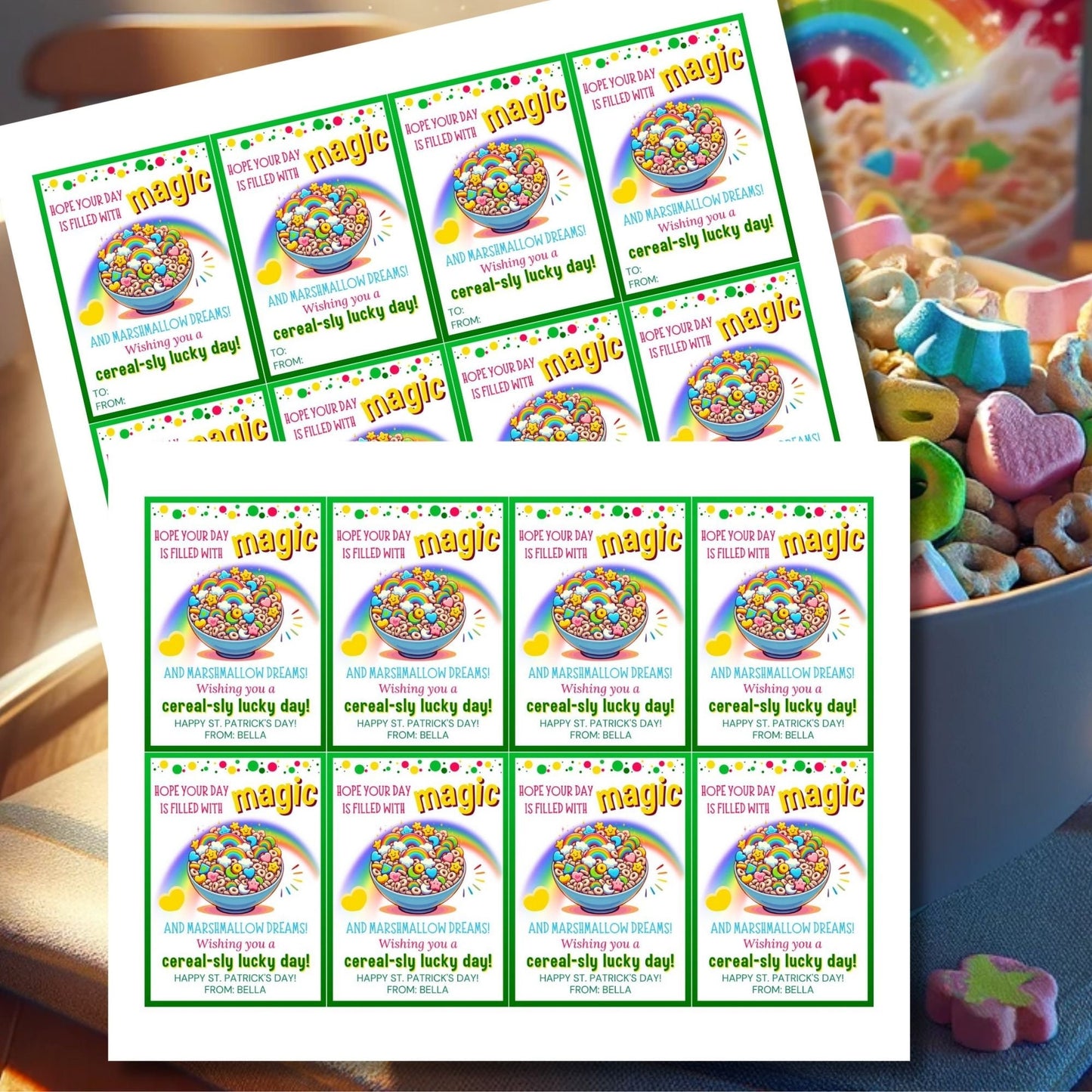 Lucky Cereal St Patricks Day Charms Tag St Paddys Marshmallow Classmate Employee Staff Coworker Friend Client Customer Lender Teacher