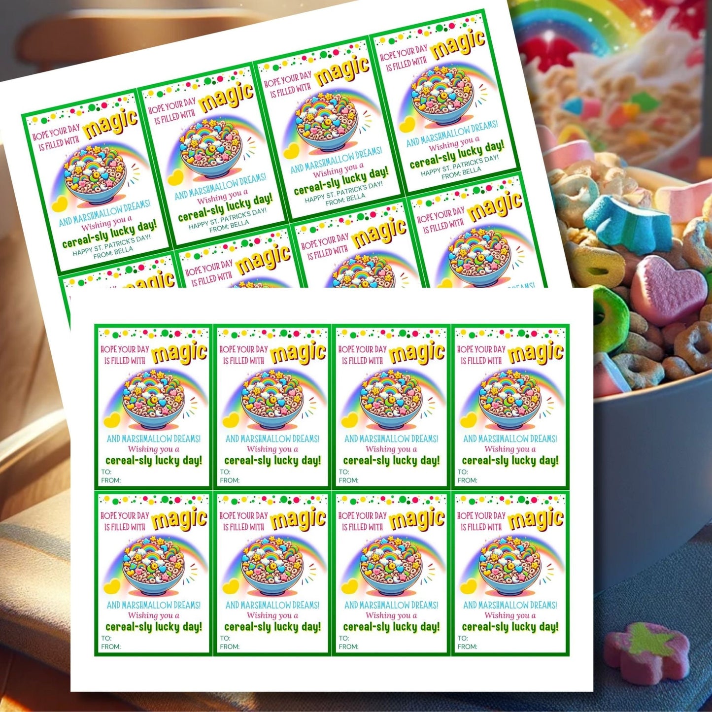 Lucky Cereal St Patricks Day Charms Tag St Paddys Marshmallow Classmate Employee Staff Coworker Friend Client Customer Lender Teacher