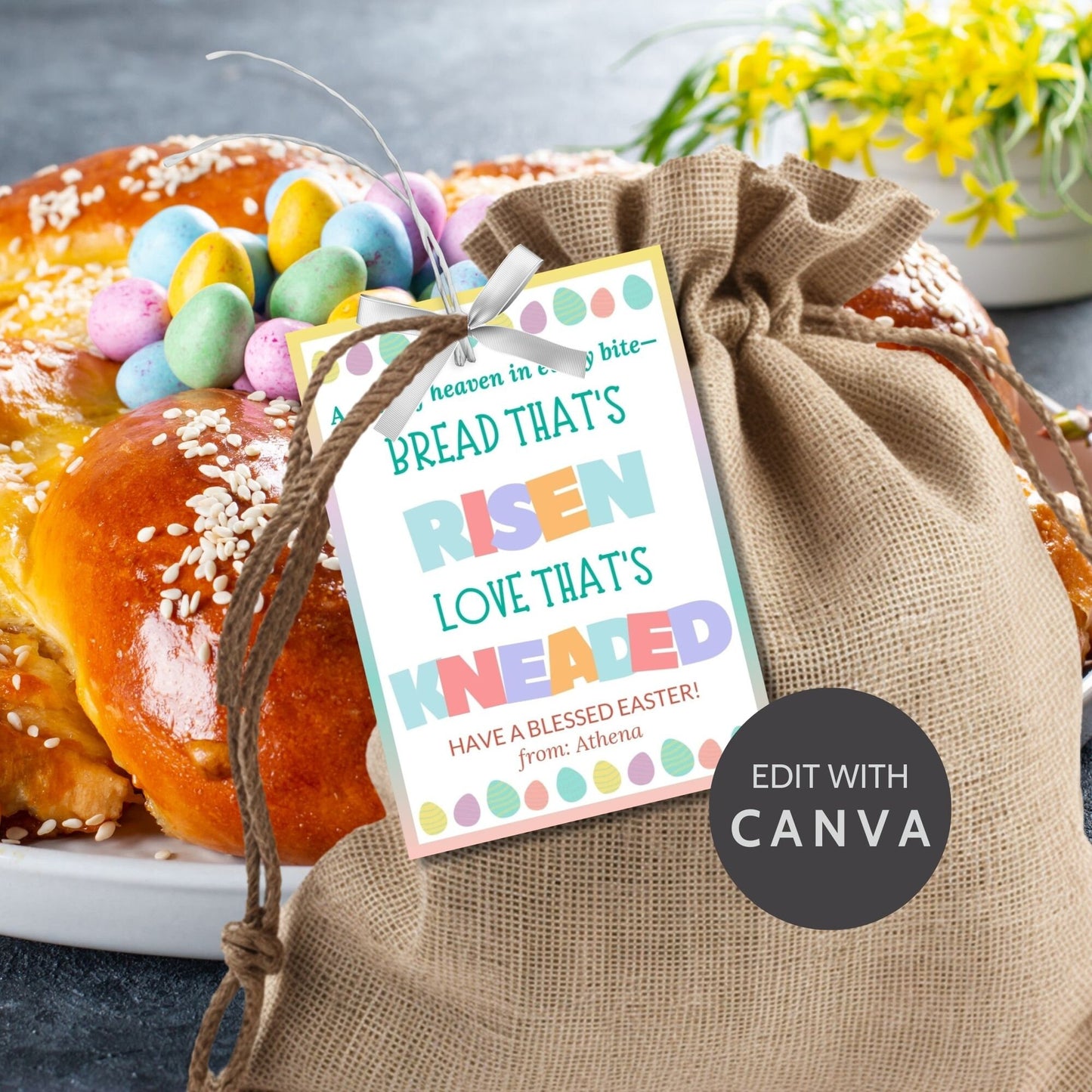 Easter Basket Stuffers | Basket Easter Sunday | Easter Bread | Bread Food Tag Stickers | Bread Pun | Breakfast Stickers | Gift for Neighbor
