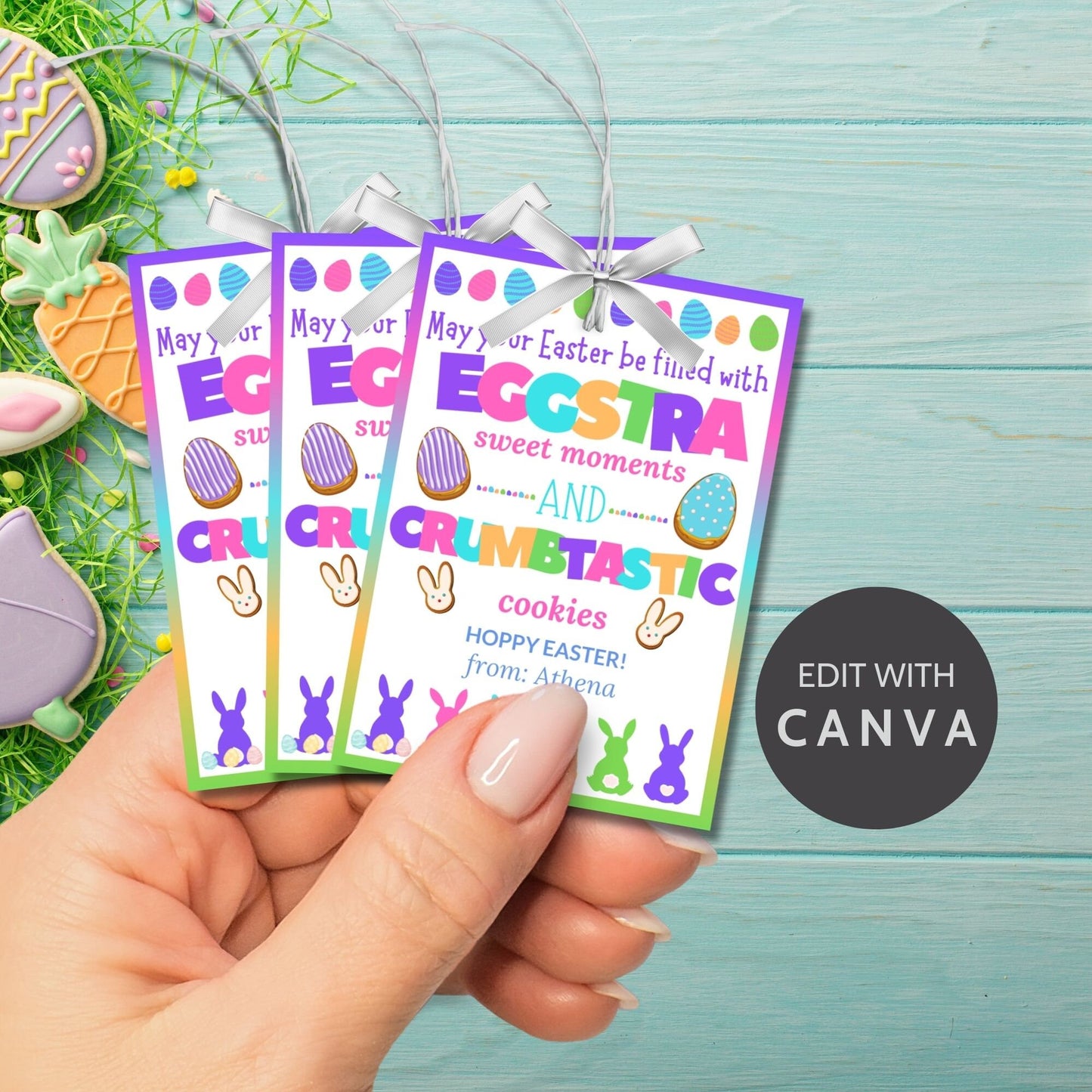 Easter Cookie Treat Tag Bag Topper | Easter Basket | Easter Kids Class Friend Church Neighbor Coworker | Happy Easter Gift Tags